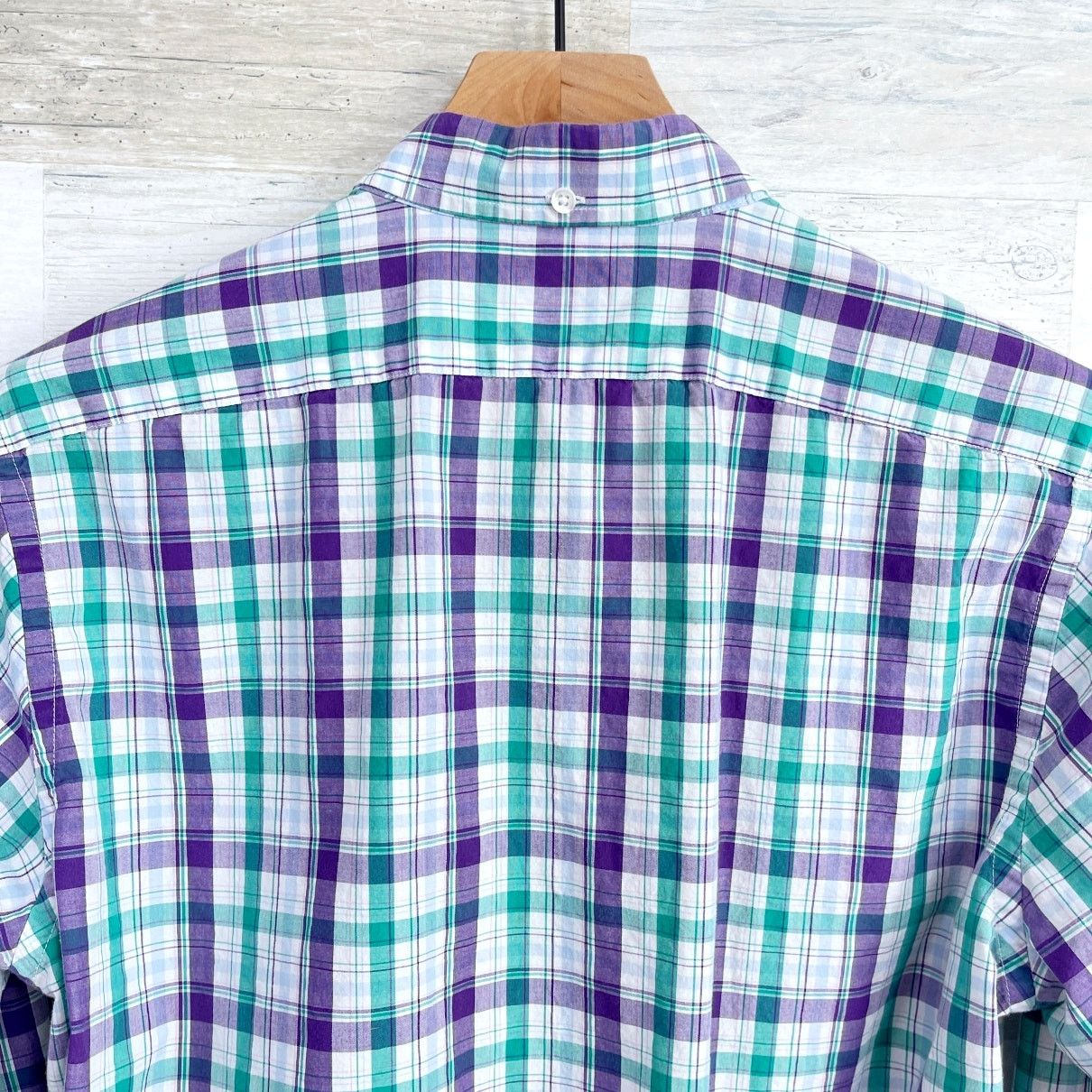 Bonobos Bonobos Long Sleeve Poplin Shirt Green Purple Plaid Mens M Size US M / EU 48-50 / 2 - 4 Thumbnail