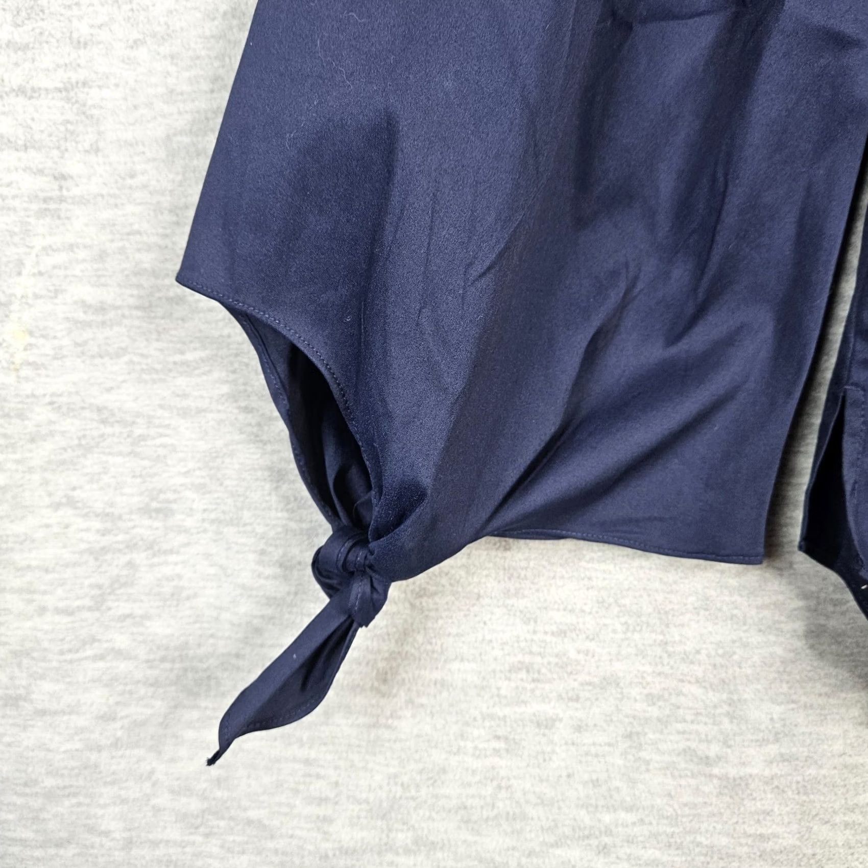 White House Black Market White House Black Market Blouse Shirt Off the Shoulder Tie Sleeve Sz S Womens Regular Blue Cotton Nylon Spandex Solid Short Sleeve Size S / US 4 / IT 40 - 5 Thumbnail