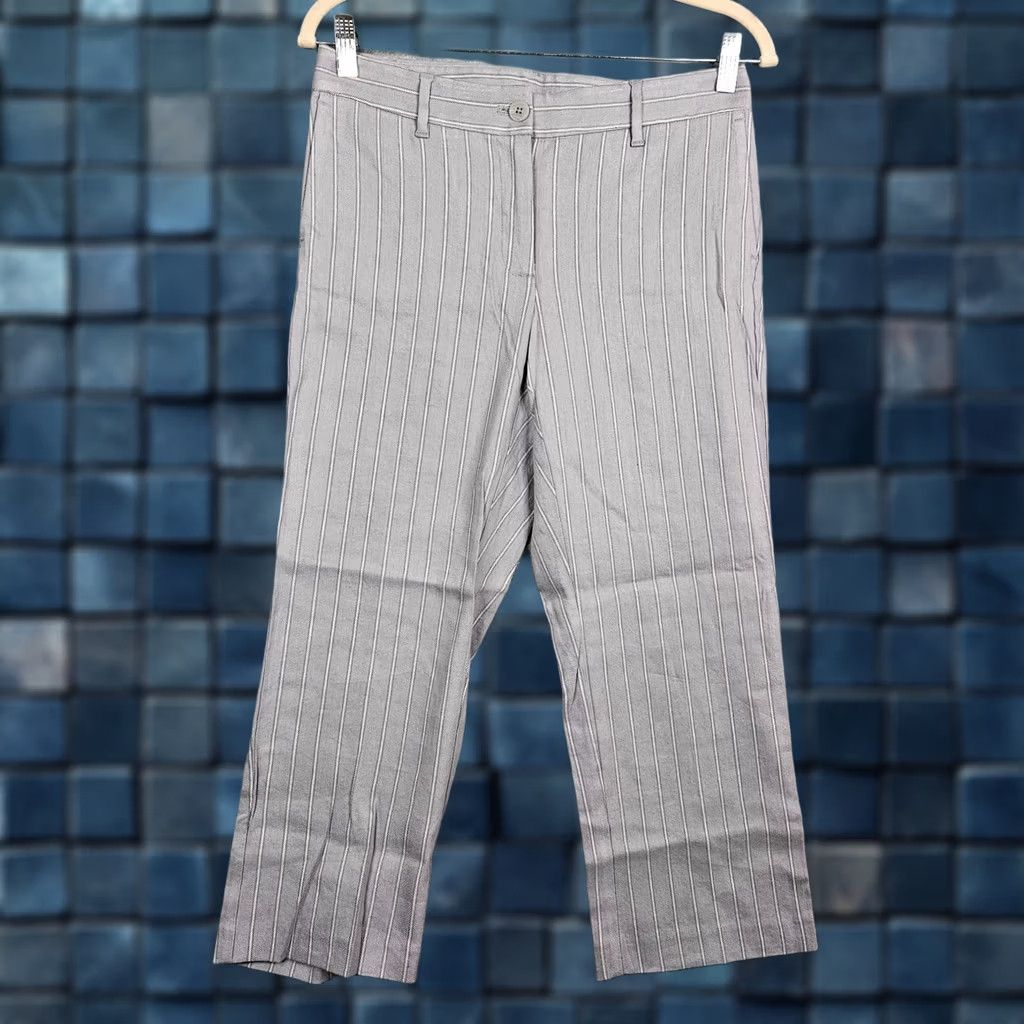 J. Jill J.JILL Linen Stretch Gray Stripes Straight Leg Pant Petite Size 6 NEW Size 28" / US 6 / IT 42 - 1 Thumbnail