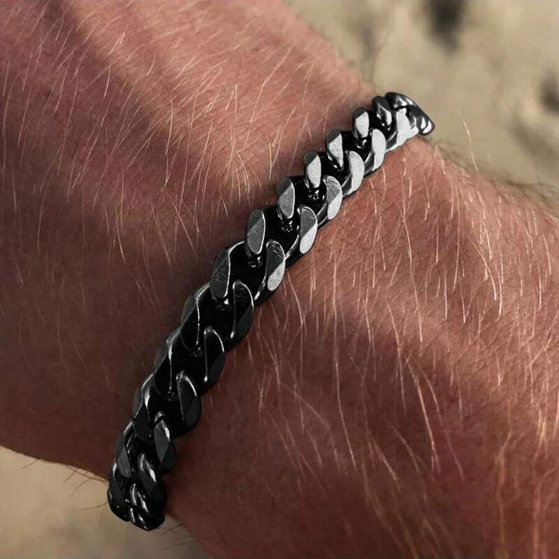 Archival Clothing x Jewelry Vintage 2000S Style Black Silver Y2K Bracelet Opium, Men's