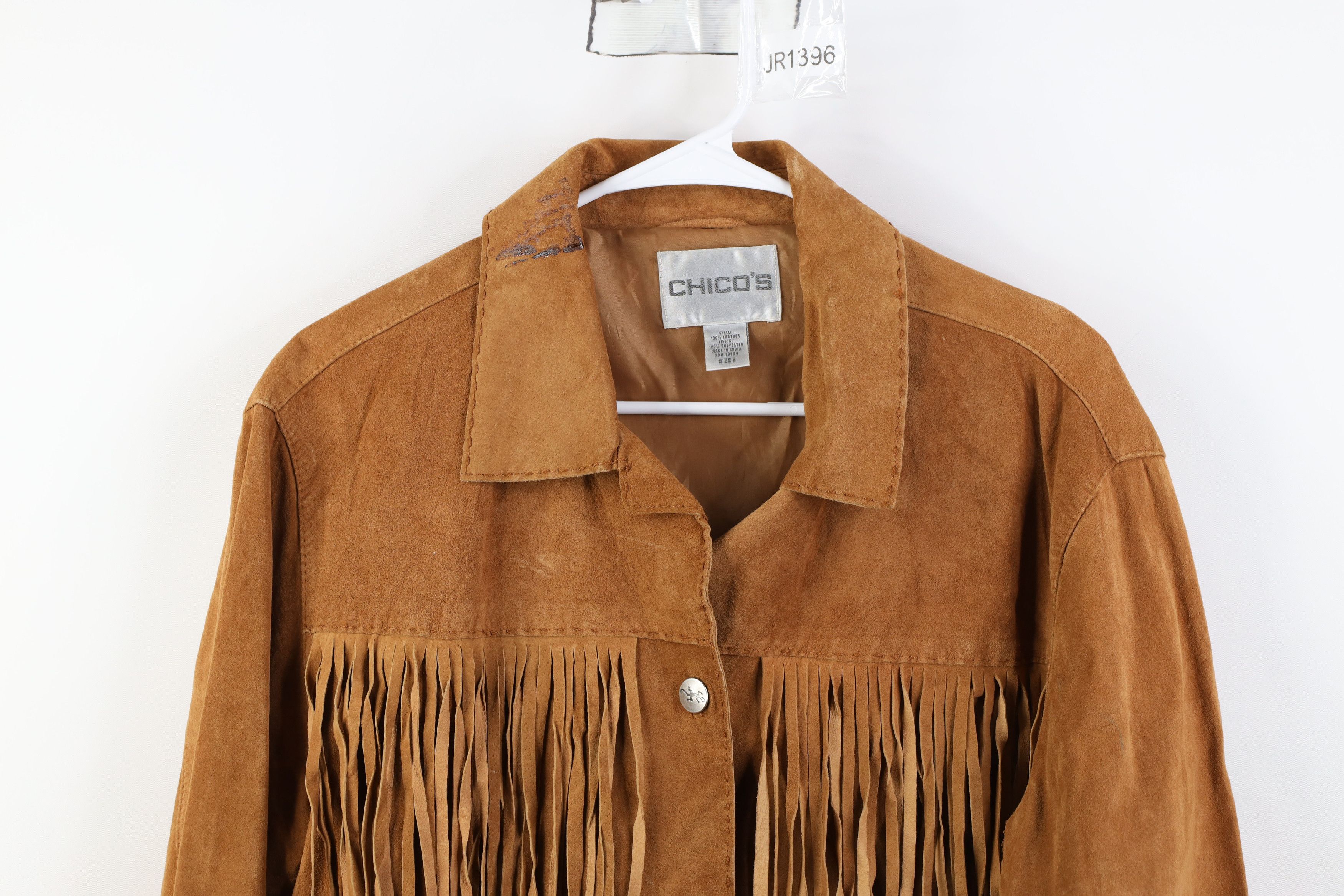 Chicos Vintage 90s Chicos Western Suede Leather Fringed Jacket Size XS / US 0-2 / IT 36-38 - 2 Thumbnail