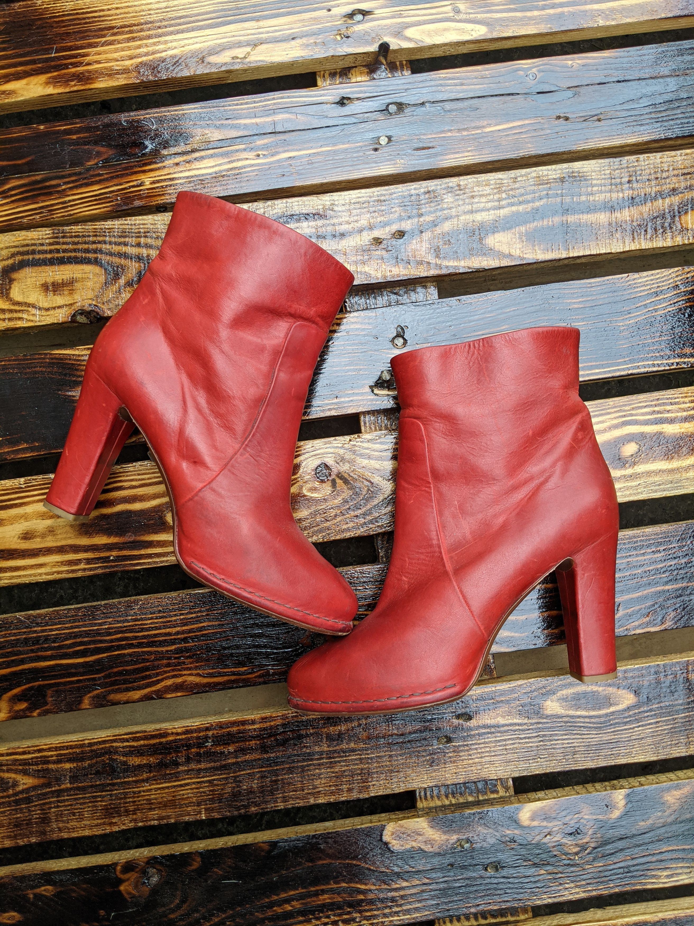 Genuine Leather × Vintage Roberto Del Carlo Red Leather Boots Size EU 38.5 US 7 Size US 8.5 / IT 38.5 - 1 Thumbnail