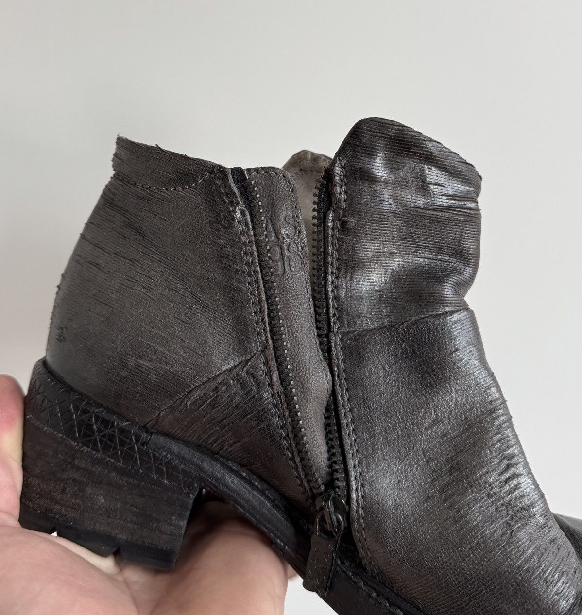 A.S.98 A.S. 98 Airstep Gray Leather Ankle Zipper Boots Size US 9 / IT 39 - 10 Thumbnail