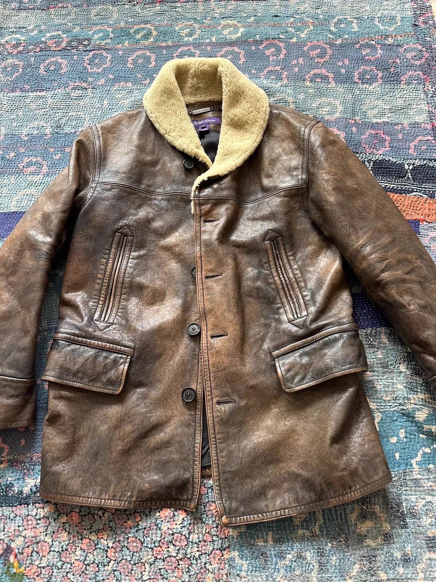 Ralph Lauren RL Purple Label Rancher Distressed Leather Jacket 6 Near New Size US XXL / EU 58 / 5 - 1 Thumbnail