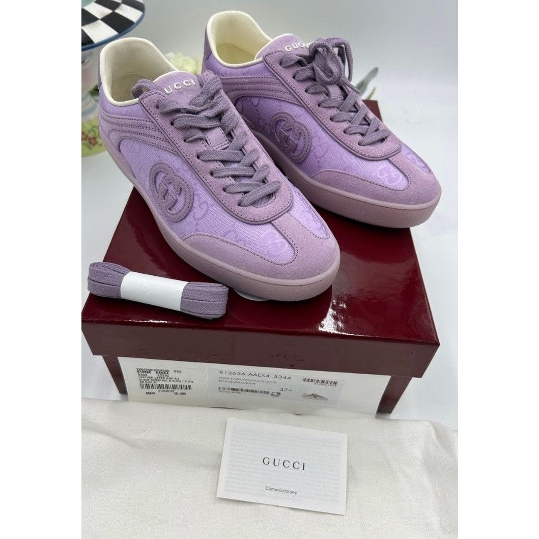 Gucci Gucci G 75 lilac suede sneakers interlocking G size 37.5 Size US 7.5 / IT 37.5 - 2 Thumbnail