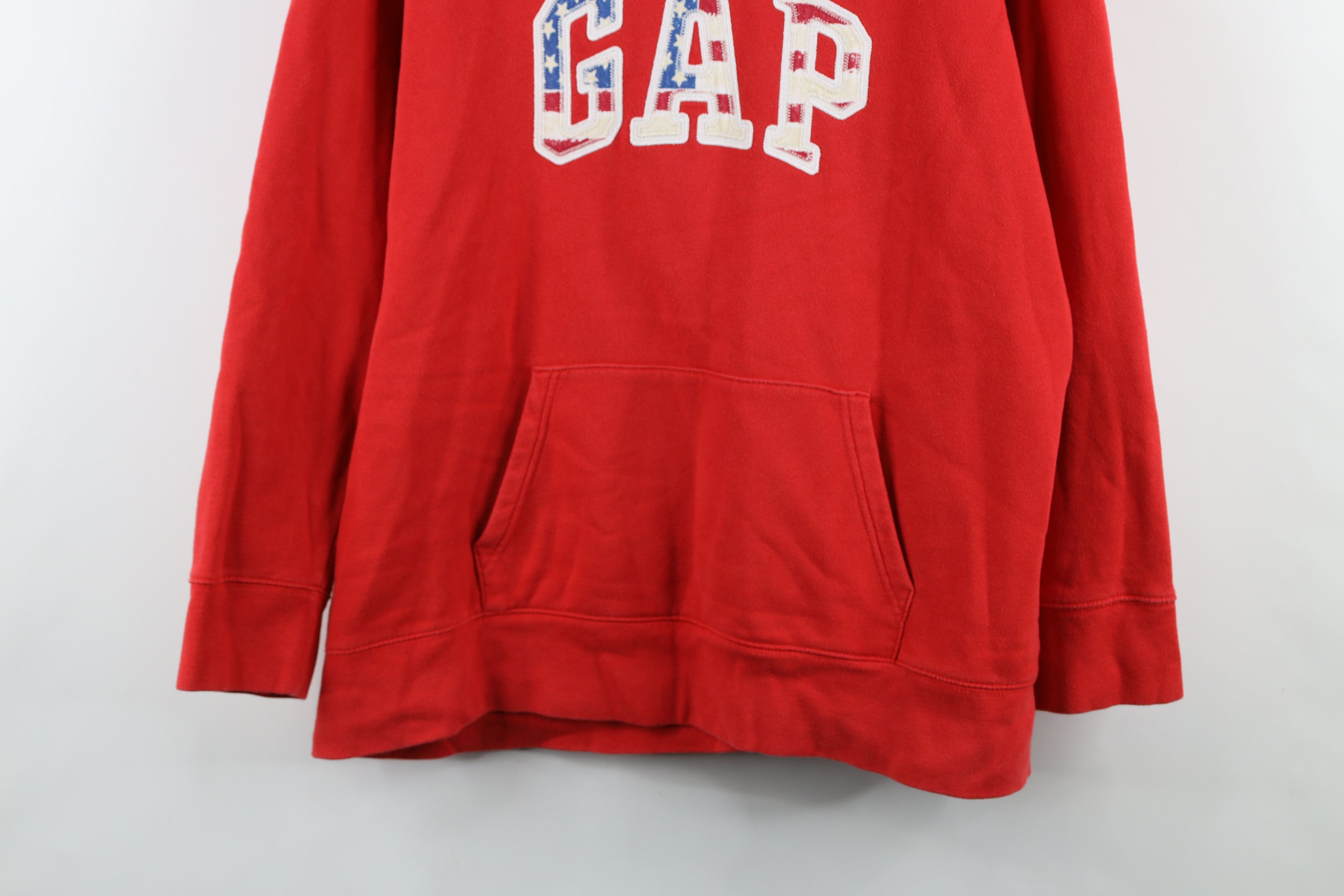 Gap × Vintage Vintage Y2K Gap Block Letter USA Flag Hoodie Sweatshirt Red Size XXL / US 16-18 / IT 52-54 - 3 Thumbnail