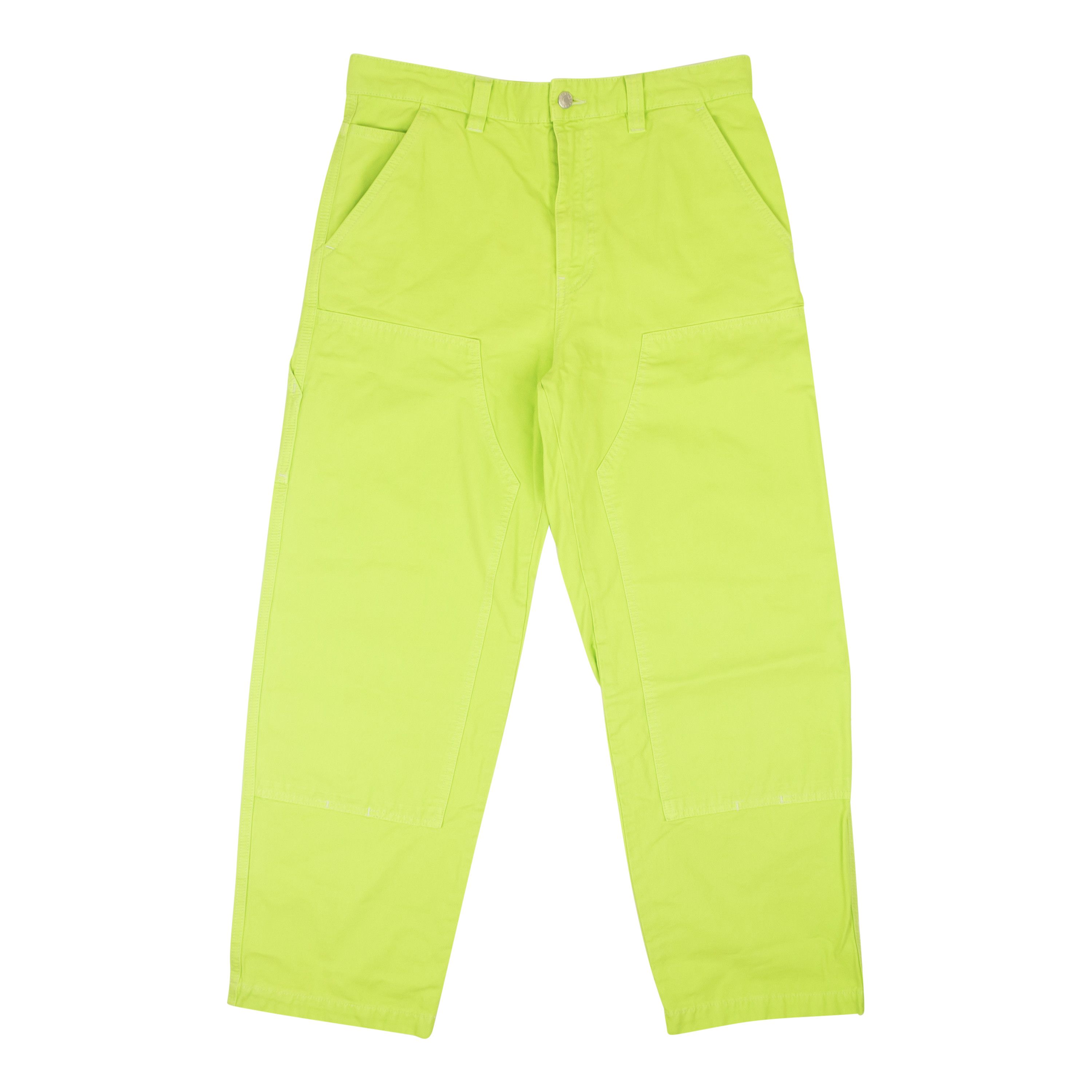 image of Stussy Neon Yellow Cotton Dyed Canvas Casual Work Pants Size 30/40, Men's