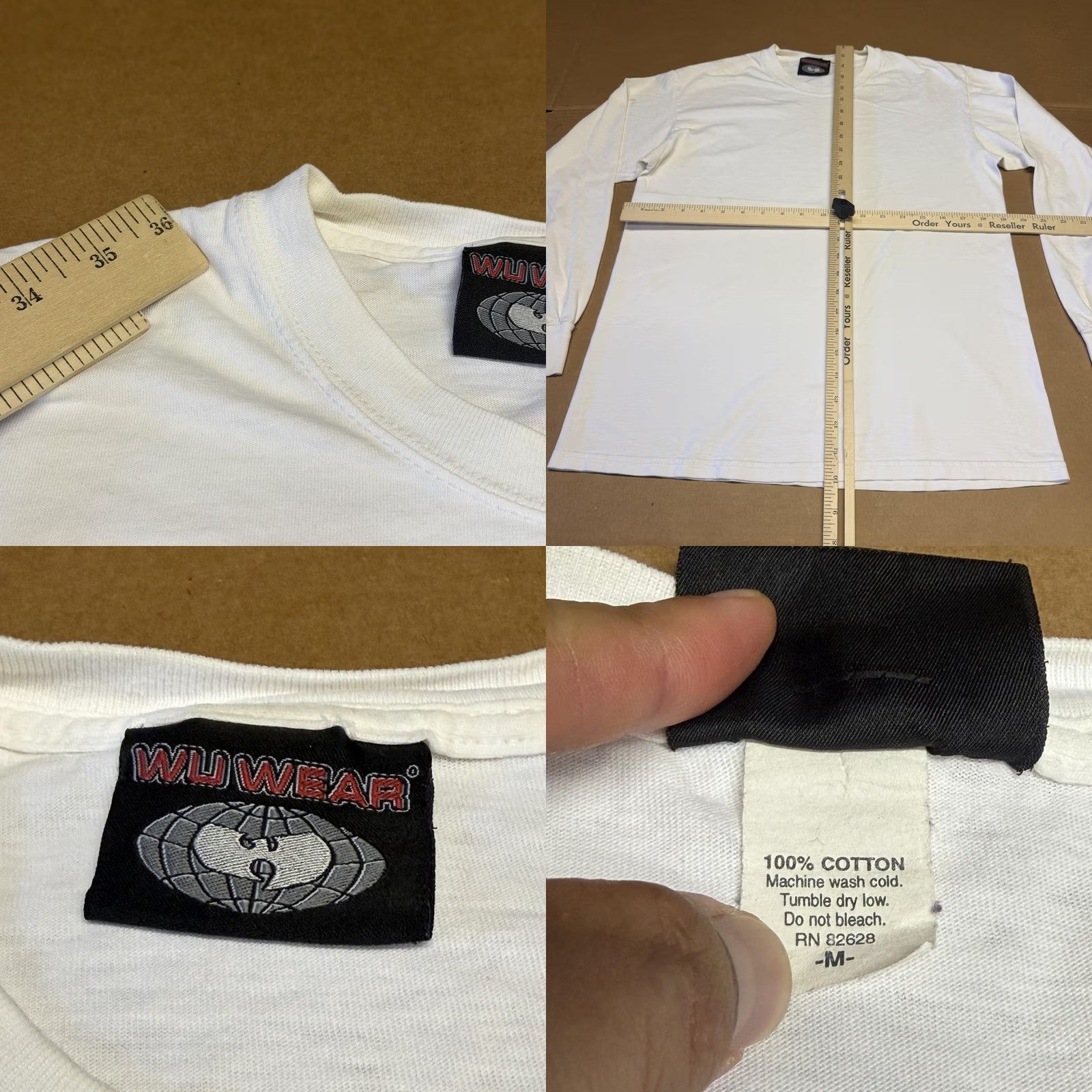 Vintage Wu Wear Shirt Mens M White Long Sleeve Crew Neck T-Shirt Basic Blank Solid Streetwear Size US M / EU 48-50 / 2 - 8 Thumbnail