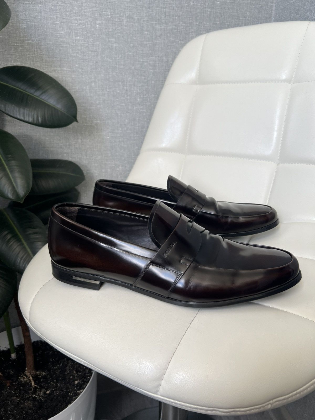 Prada Prada Brown Polished Leather Penny Loafers Men’s Size 11 Size US 12 / EU 45 - 2 Thumbnail