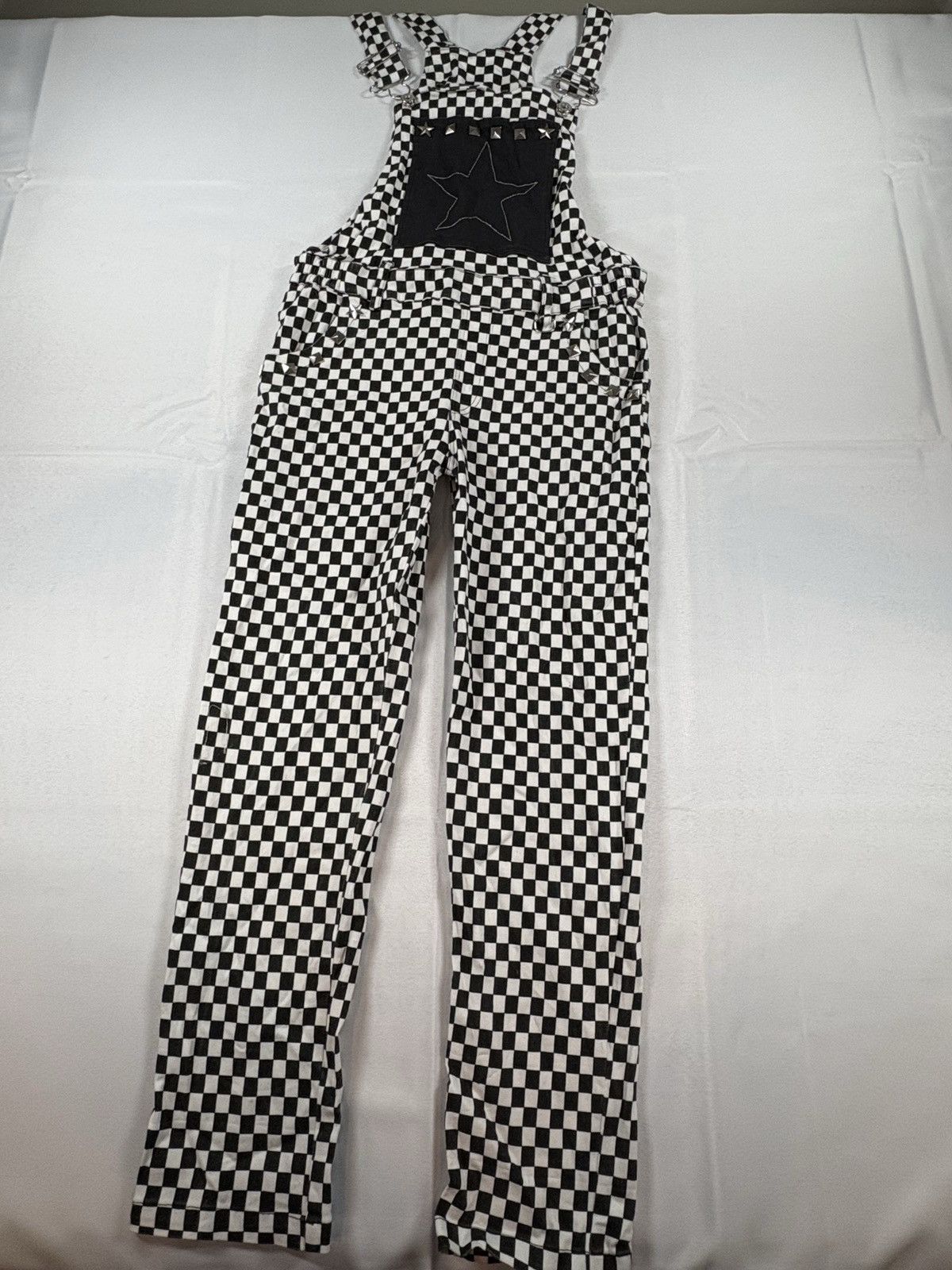 Other Lover’s Rock Checkerboard Studded Overalls Pants Size 24" / US 00 / IT 34 - 2 Thumbnail