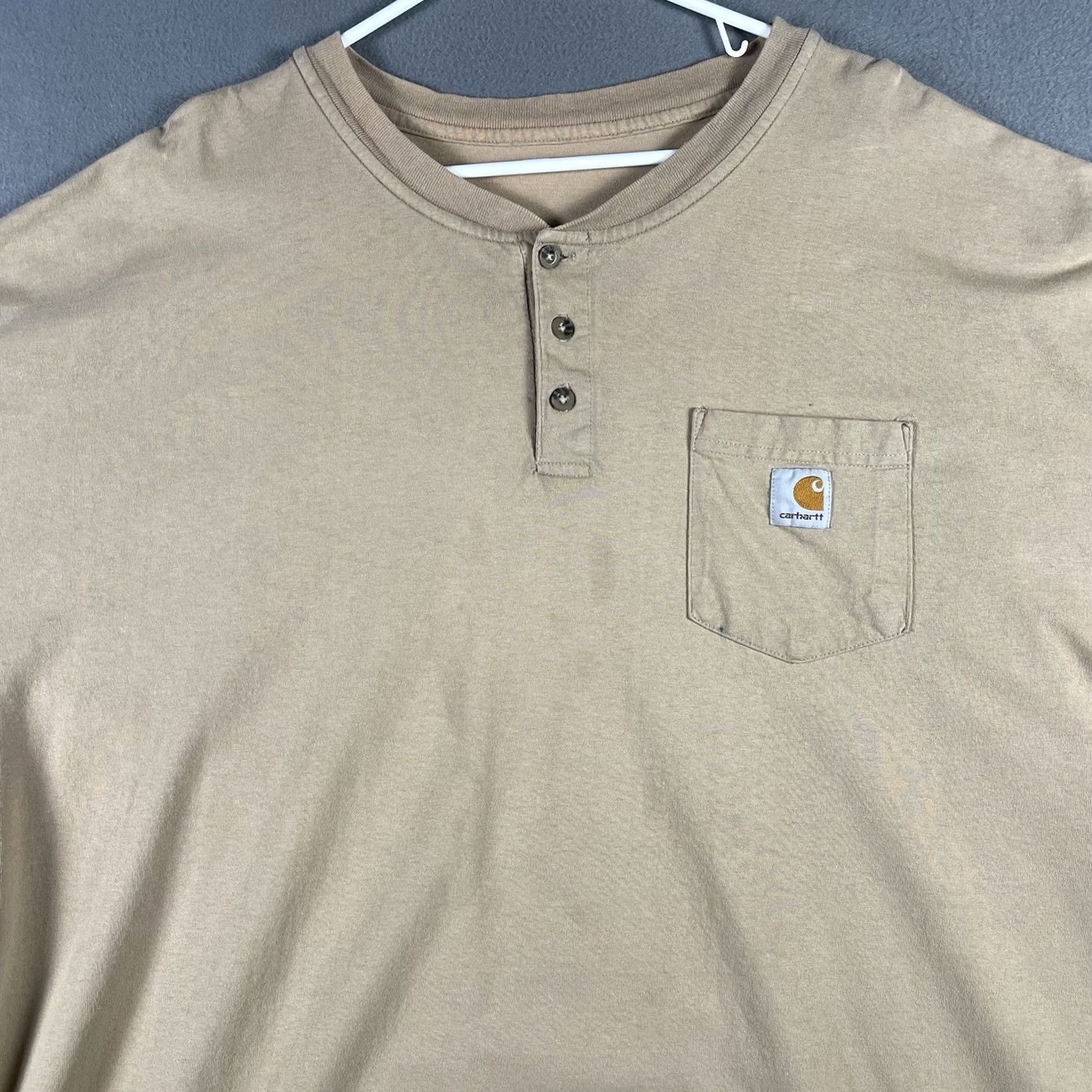 Carhartt Carhartt Henley Shirt Men 3XB Tan Long Sleeve Button-Up Pocket Outdoor Workwear Casual Size US XXL / EU 58 / 5 - 2 Thumbnail