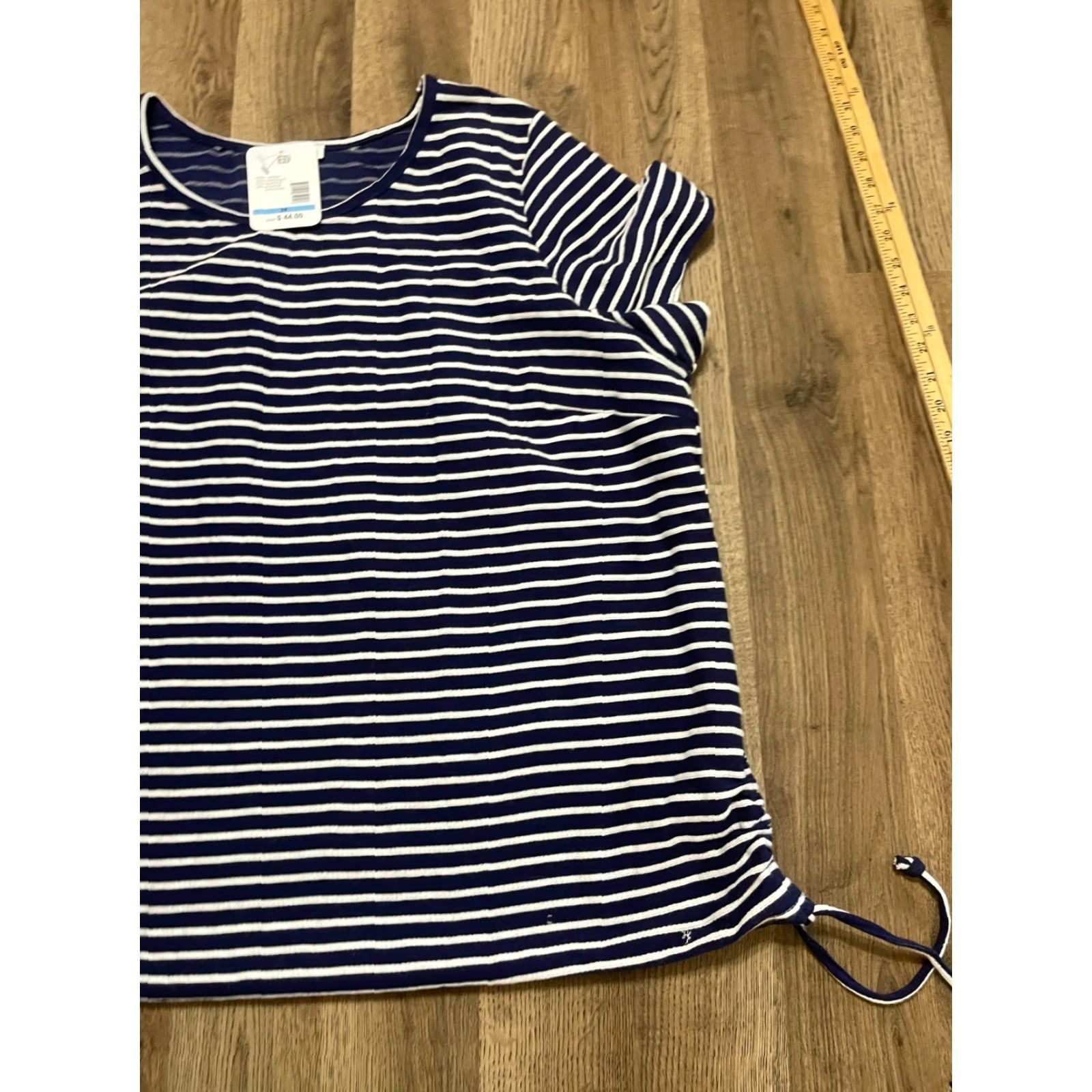Vintage Emily Daniels Shirt Womens Plus 2X Blue White Striped Side Lace Up NWT T-Shirt Short Sleeve Round Neck Casual 2X Womens90 Size XXL / US 16-18 / IT 52-54 - 4 Thumbnail
