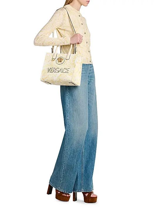 Versace os11x0326 Size: OS / Small Barocco-Print Cotton Tote Bag Size ONE SIZE - 2 Thumbnail