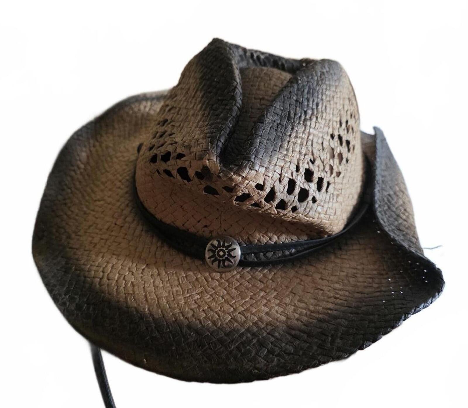 Other JHATS Unisex Straw Cowboy Hat Western Chin Strap Distressed Size ONE SIZE - 8 Thumbnail