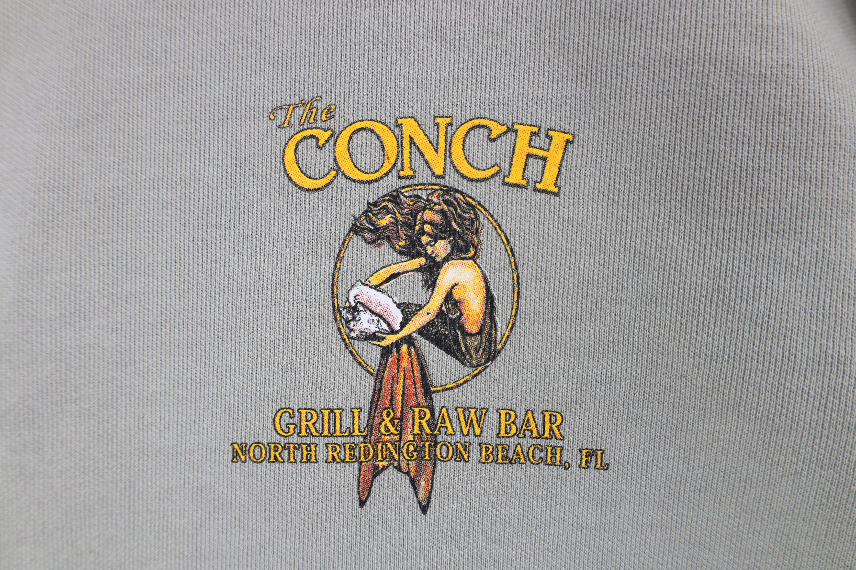 Vintage Vintage 90s The Conch Grill and Raw Bar Sweatshirt Green Size US XL / EU 56 / 4 - 4 Thumbnail