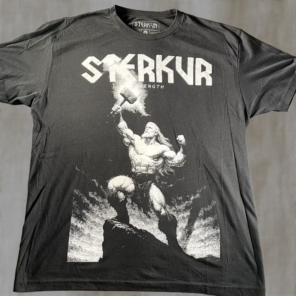 Vintage Sterkur Thor Shirt Men XL Nordic Strength Thor Summoning Performance Lifting Tee Black T-Shirt Mens XL Size US XL / EU 56 / 4 - 1 Thumbnail