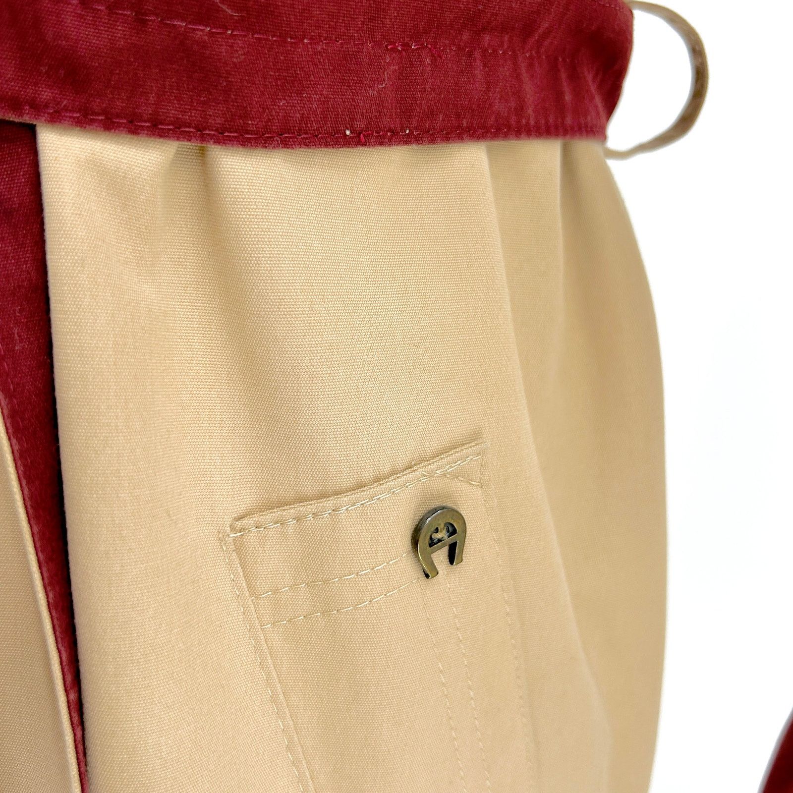 Etienne Aigner Vintage 80s Tan Maroon Reversible Belted Trench Coat Size M / US 6-8 / IT 42-44 - 3 Thumbnail
