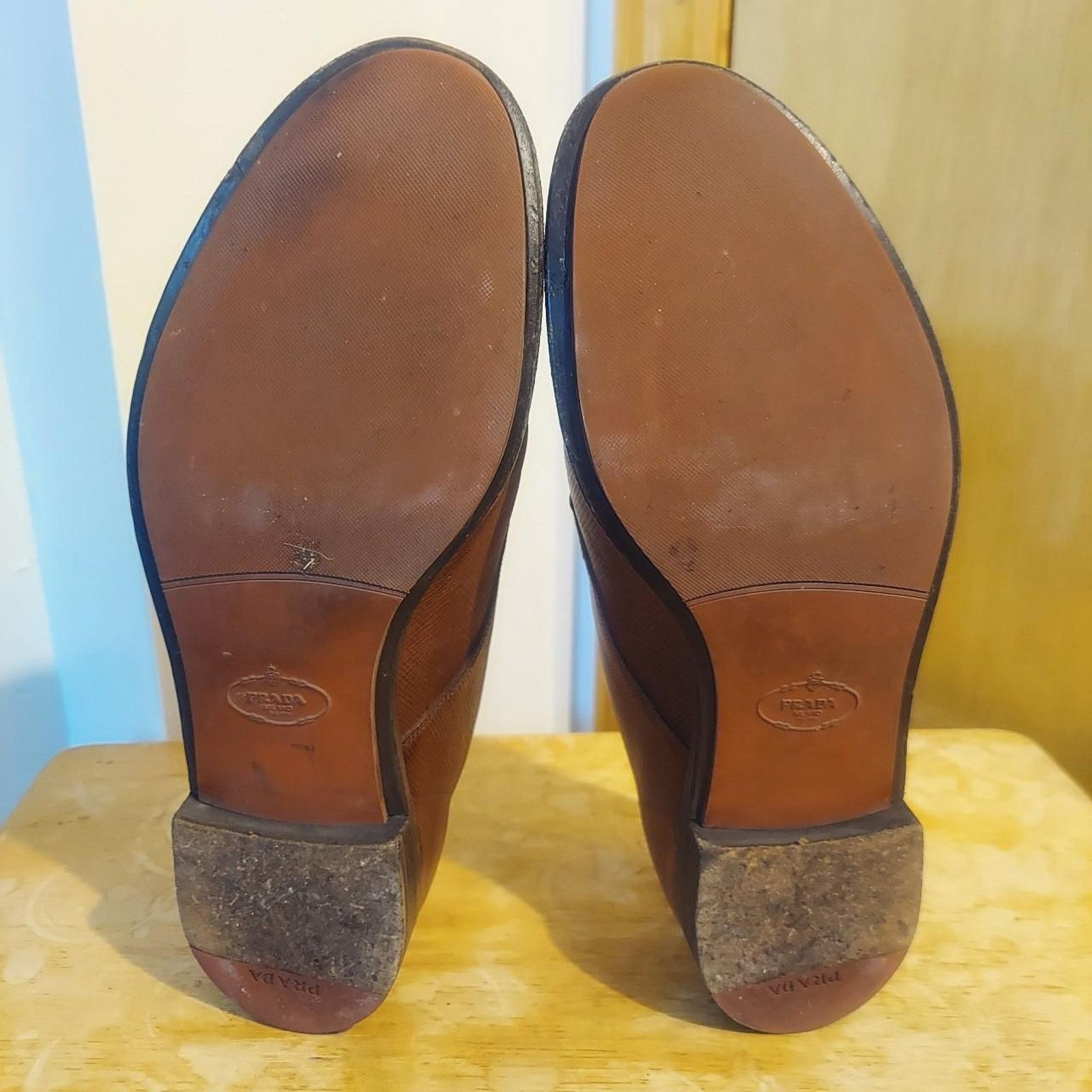 Prada Prada Saffiano 2EE049 Men's US 10 Brown Leather Oxford Shoes Size US 10 / EU 43 - 8 Thumbnail