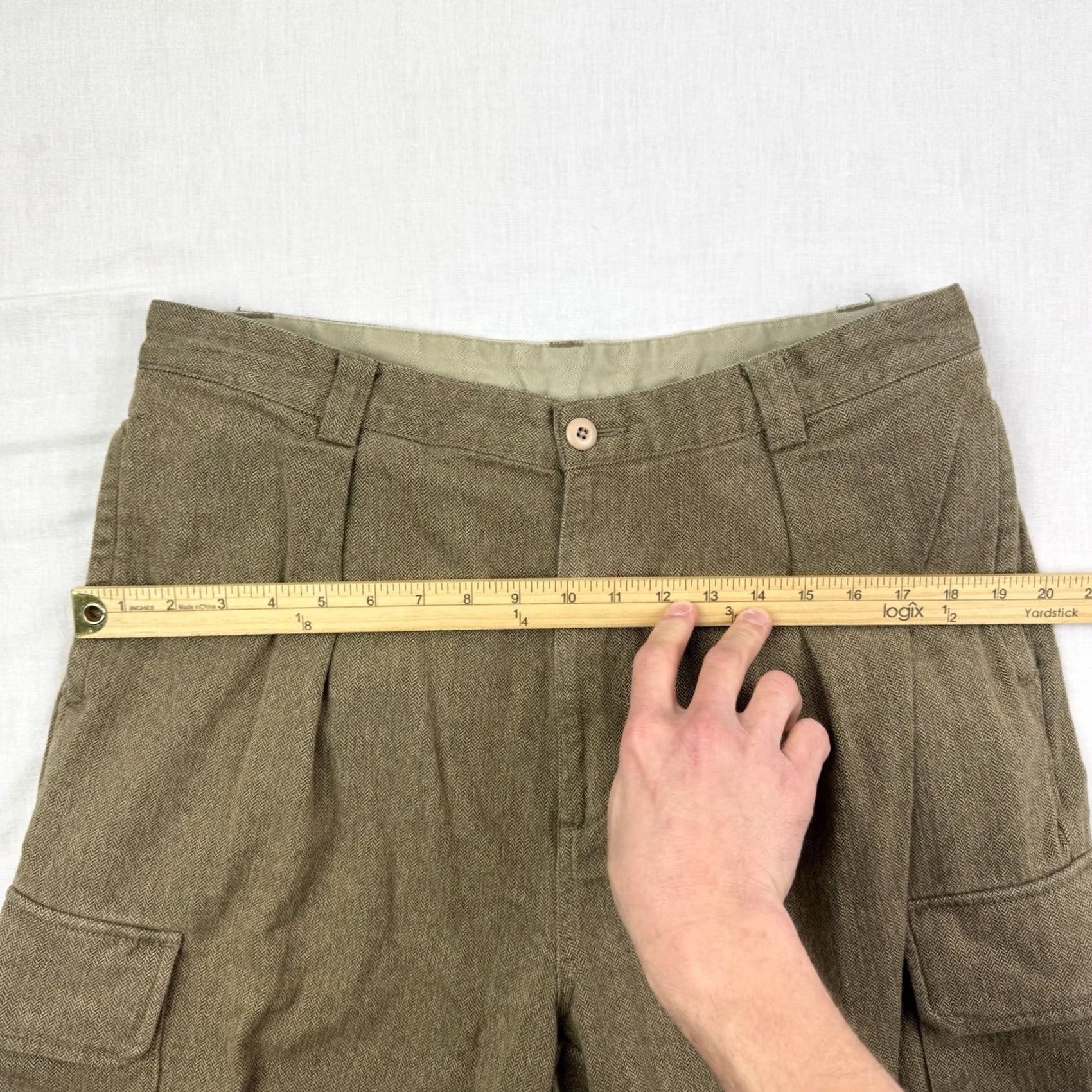 Nautica VINTAGE Nautica Cargo Pants Mens 36x30 Brown Relaxed Solid Zip 90s Punk Grunge Hipster Y2K Pants Size US 36 / EU 52 - 6 Thumbnail