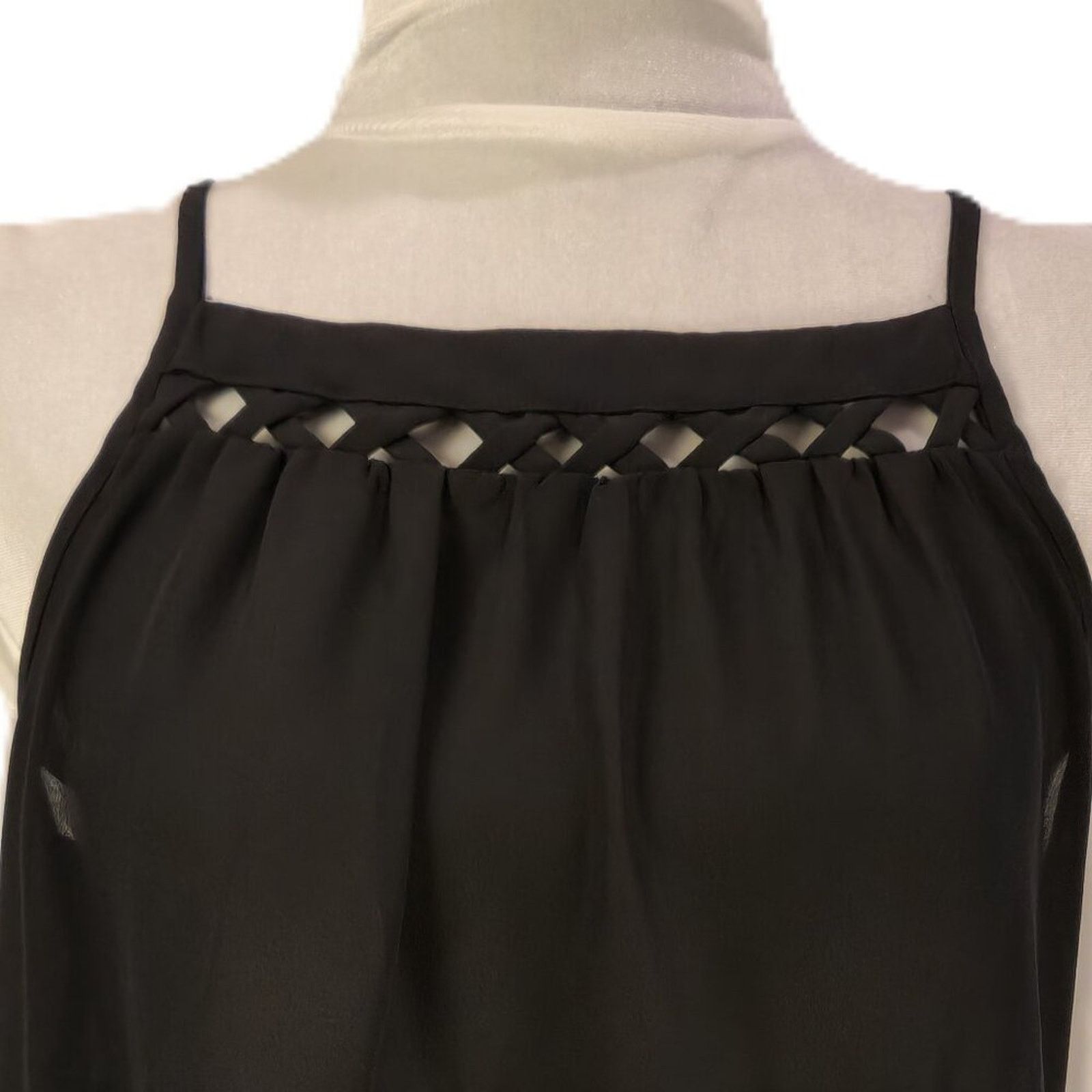 Other Lily Rose Black Chiffon Peplum Top Crisscross Cutout - Small Size S / US 4 / IT 40 - 3 Thumbnail