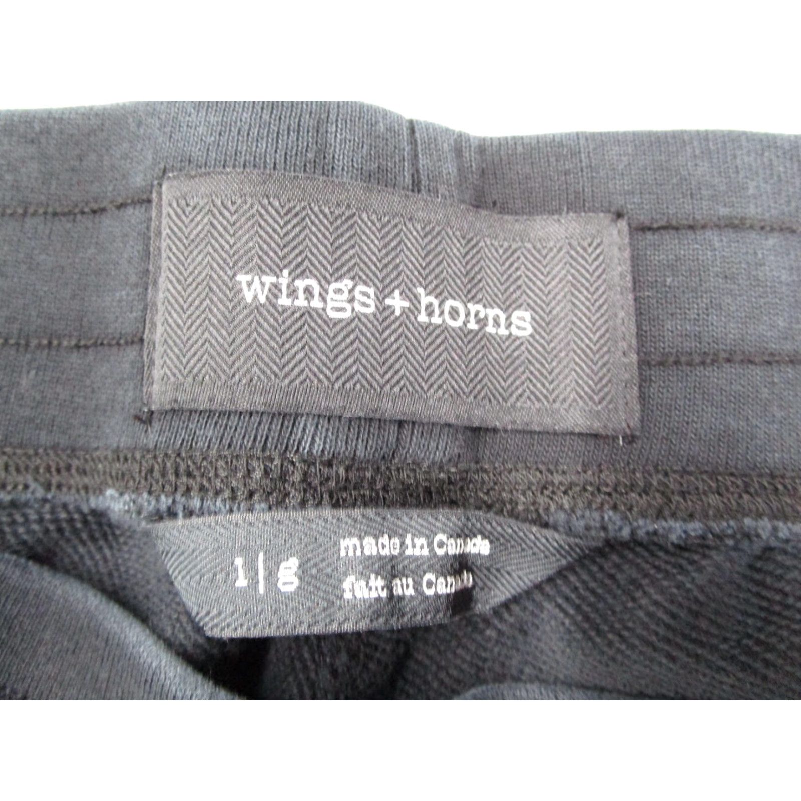 Vintage WINGS+HORNS Black Pima Cotton Jogger Sweatpants Mens Large Drawstring Activewear Size US 33 - 3 Thumbnail