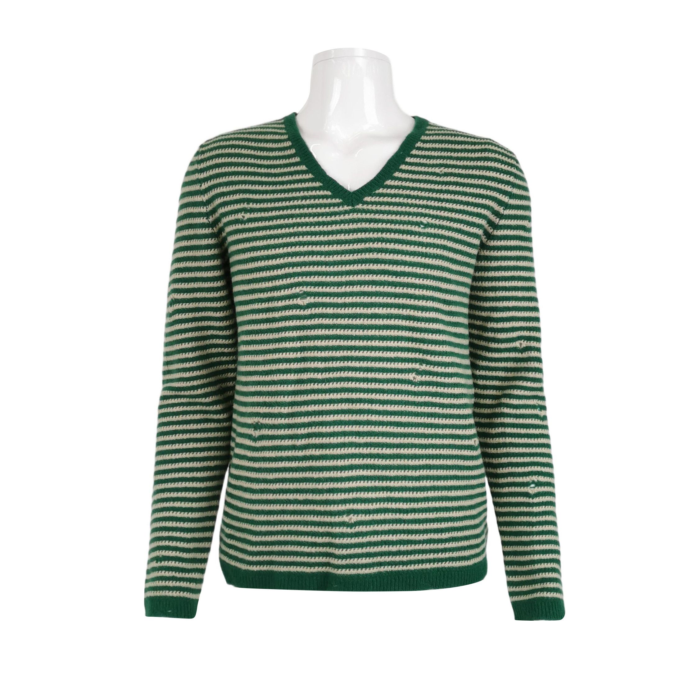 Gucci Gucci Striped V-Neck Wool Sweater Size M Size US M / EU 48-50 / 2 - 1 Thumbnail