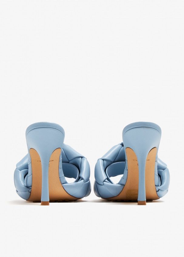 Bottega Veneta o1n1vont1124 Lido Sandals Mules in Blue Size US 8.5 / IT 38.5 - 4 Thumbnail