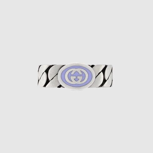 Gucci Gucci .925 Silver Link Ring Blue/Purple Size ONE SIZE - 2 Thumbnail