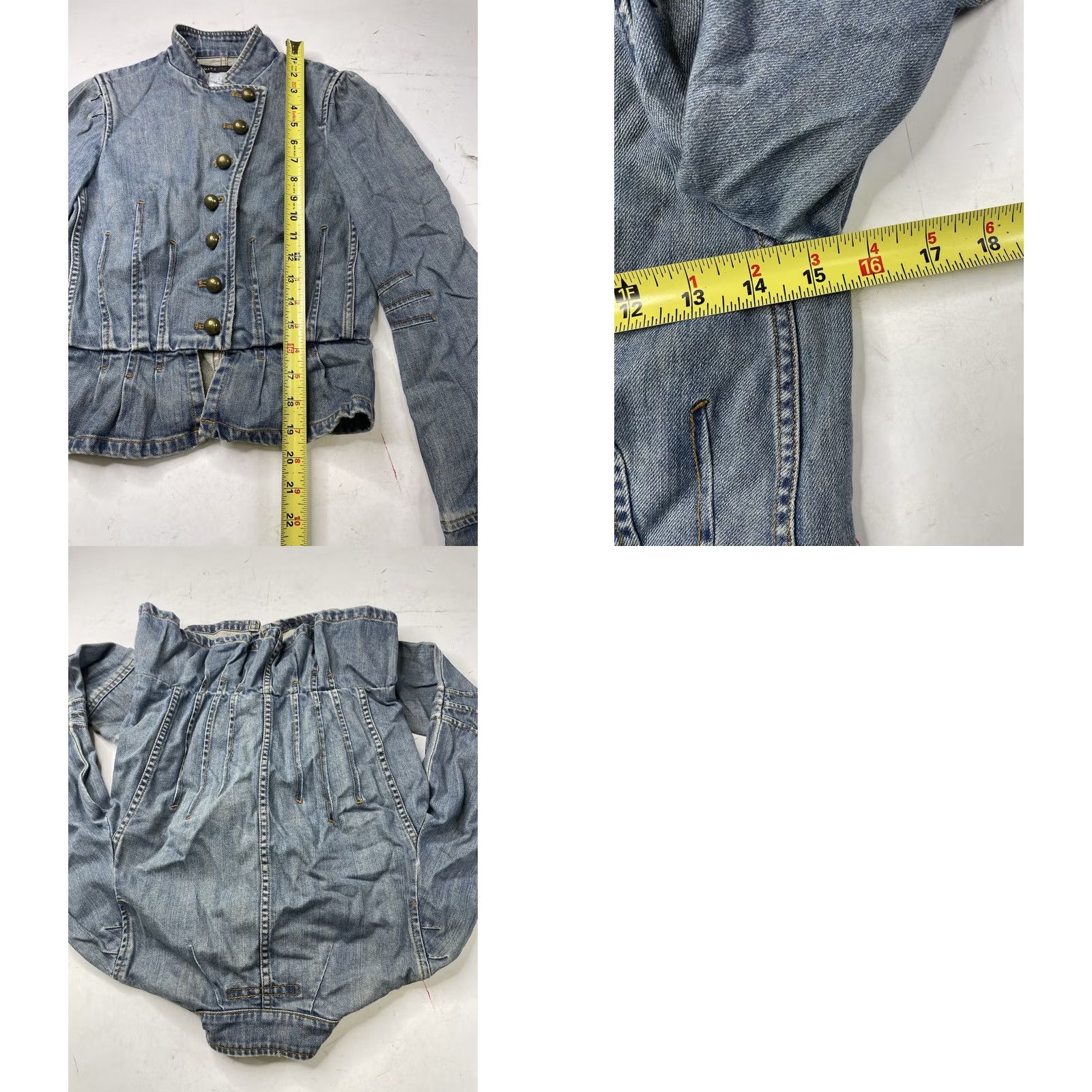Marc Jacobs VINTAGE Marc Jacobs Denim Jacket Military Steampunk Pleated Button 2 Blue Womens Oversized Short Sleeve Winter Spring Fall Summer 2 XS? Size XS / US 0-2 / IT 36-38 - 8 Thumbnail