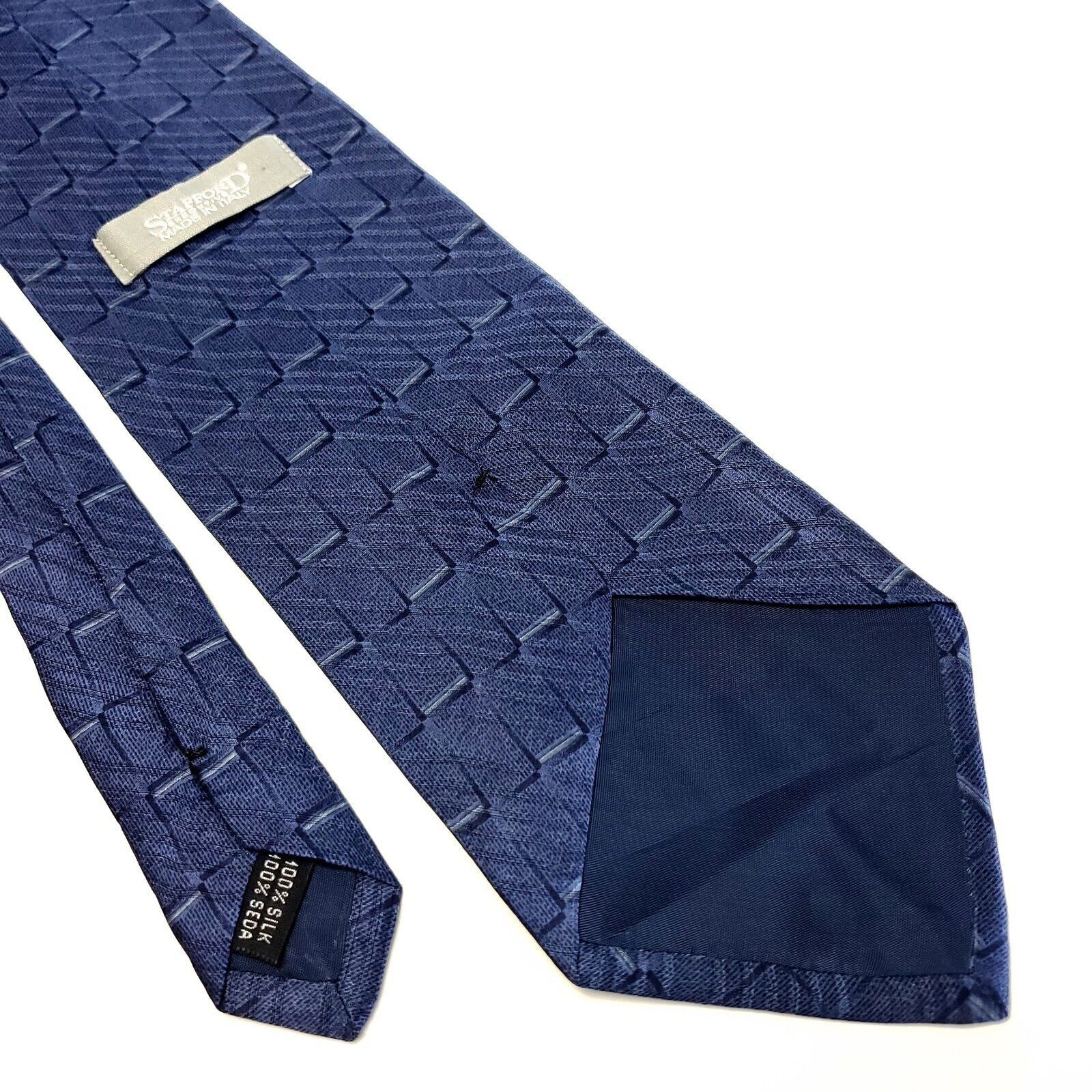 Stafford Stafford Italy Blue Abstract Jacquard Wide Silk Tie Size ONE SIZE - 5 Thumbnail