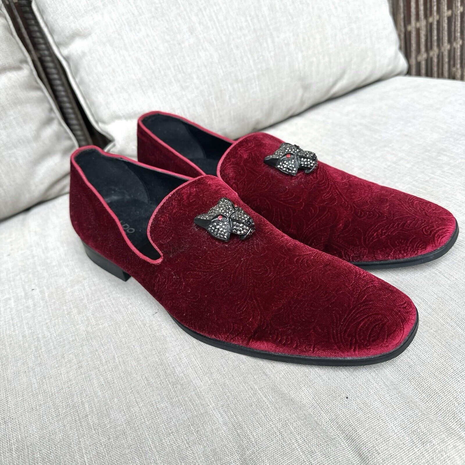 Aldo ALDO Y2K Men Dressy Red Burgundy Velvet Loafers Sz 12 Size US 12 / EU 45 - 1 Thumbnail