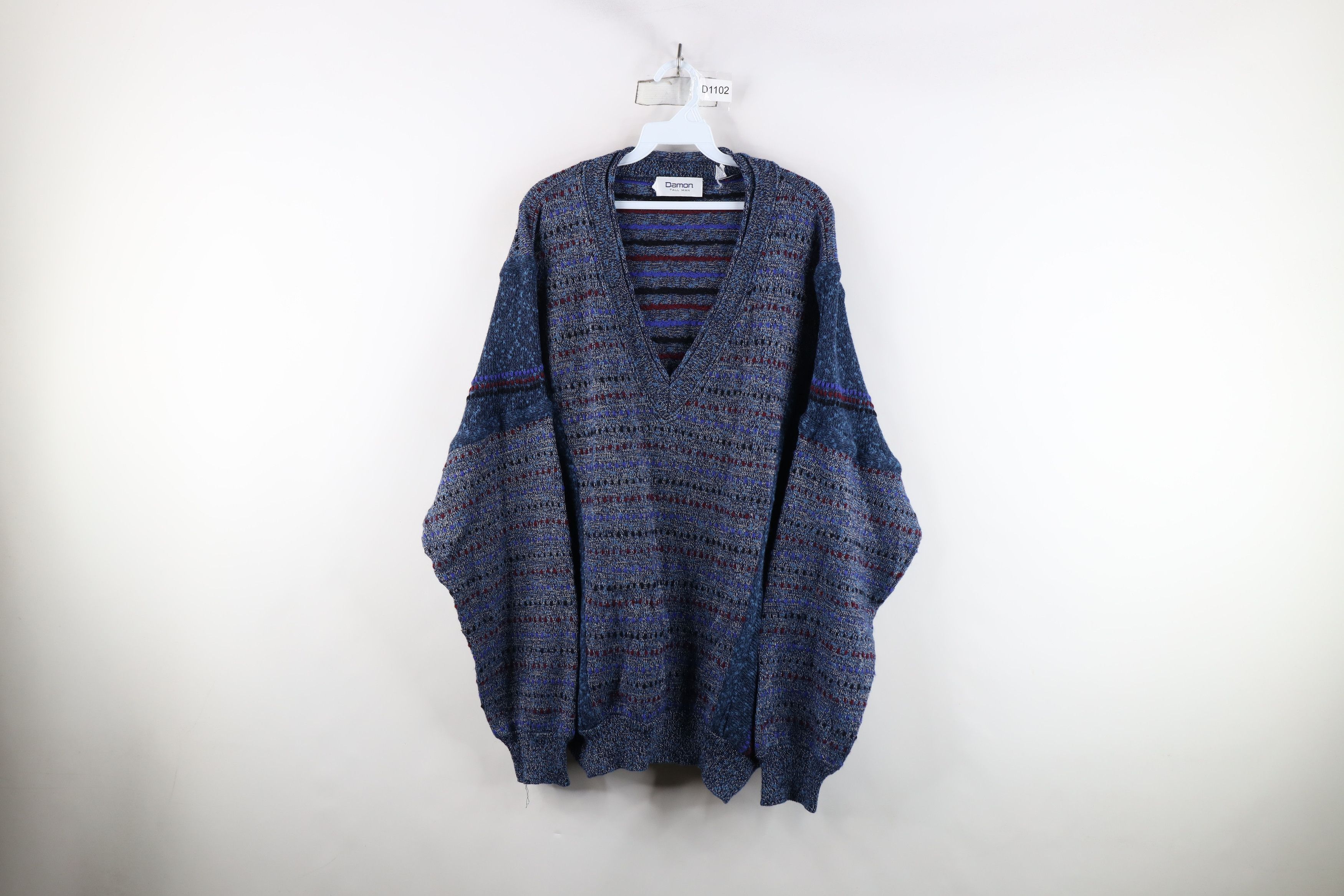 Vintage Vintage 90s Coogi Style Striped Knit V-Neck Sweater Size US XXL / EU 58 / 5 - 1 Thumbnail