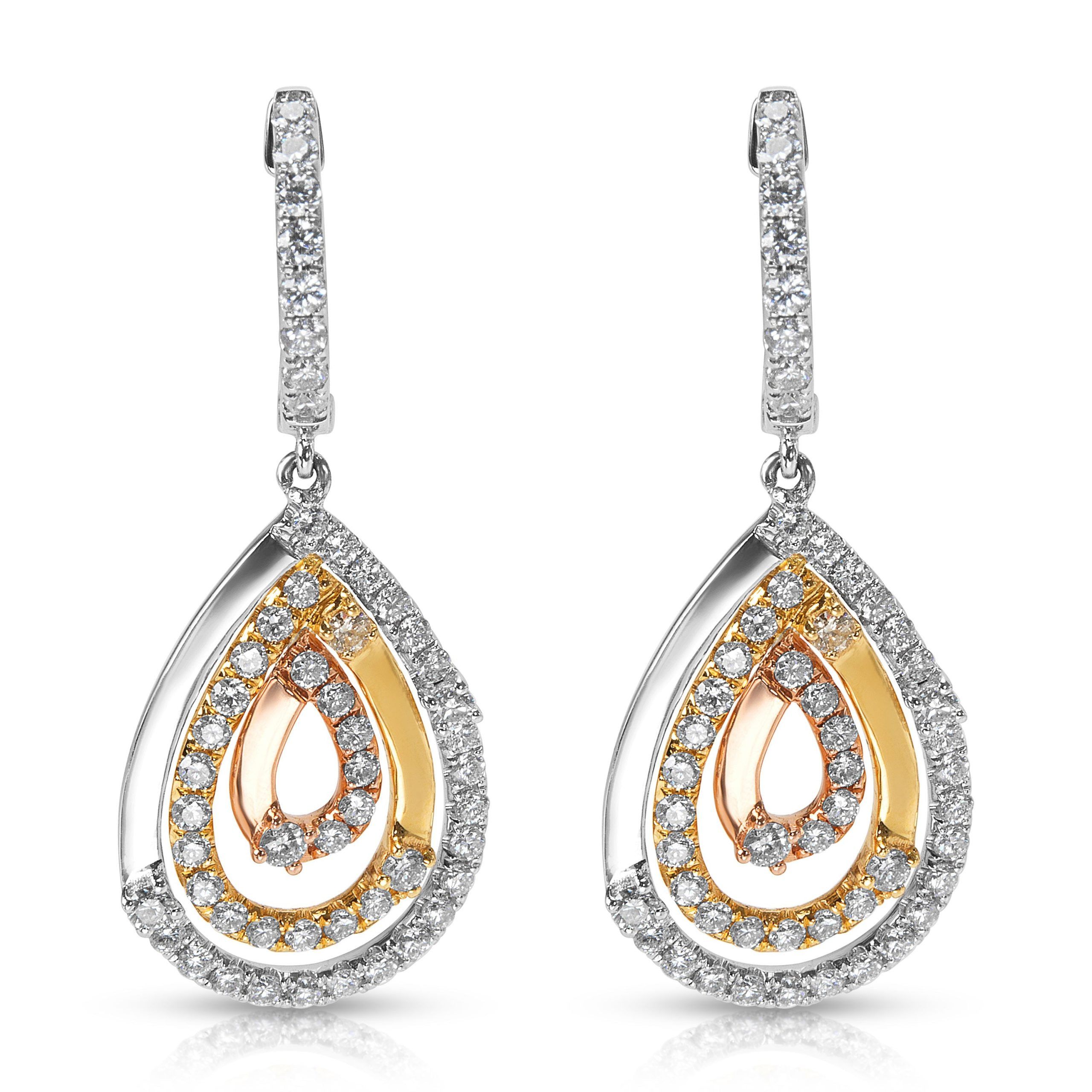 image of Diamond Drop Earrings In 18K White/yellow Gold (2.37 Ctw), Women's