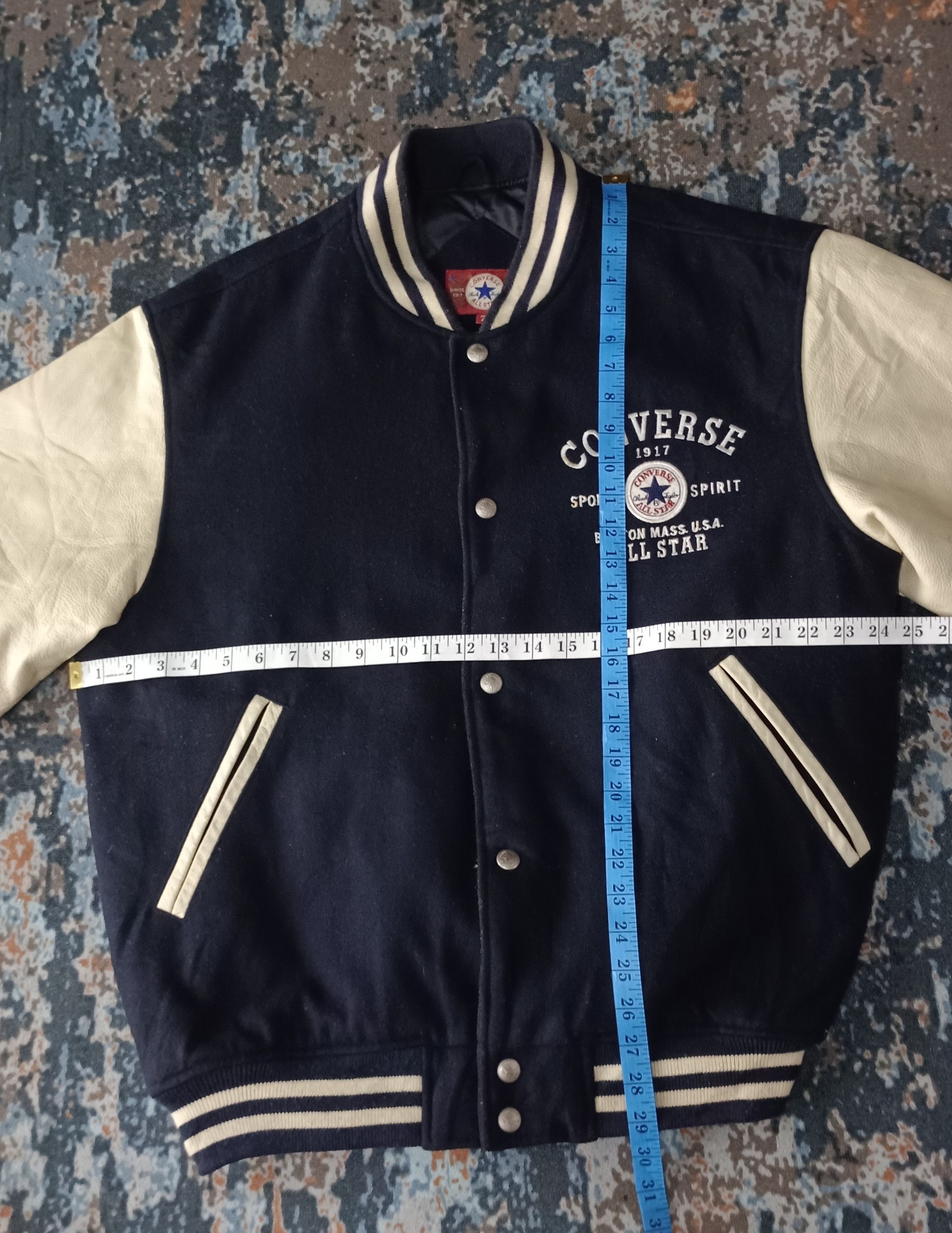 Converse CONVERSE Embroidery logo Leather Sleeve Varsity Jacket Size US XL / EU 56 / 4 - 16 Thumbnail