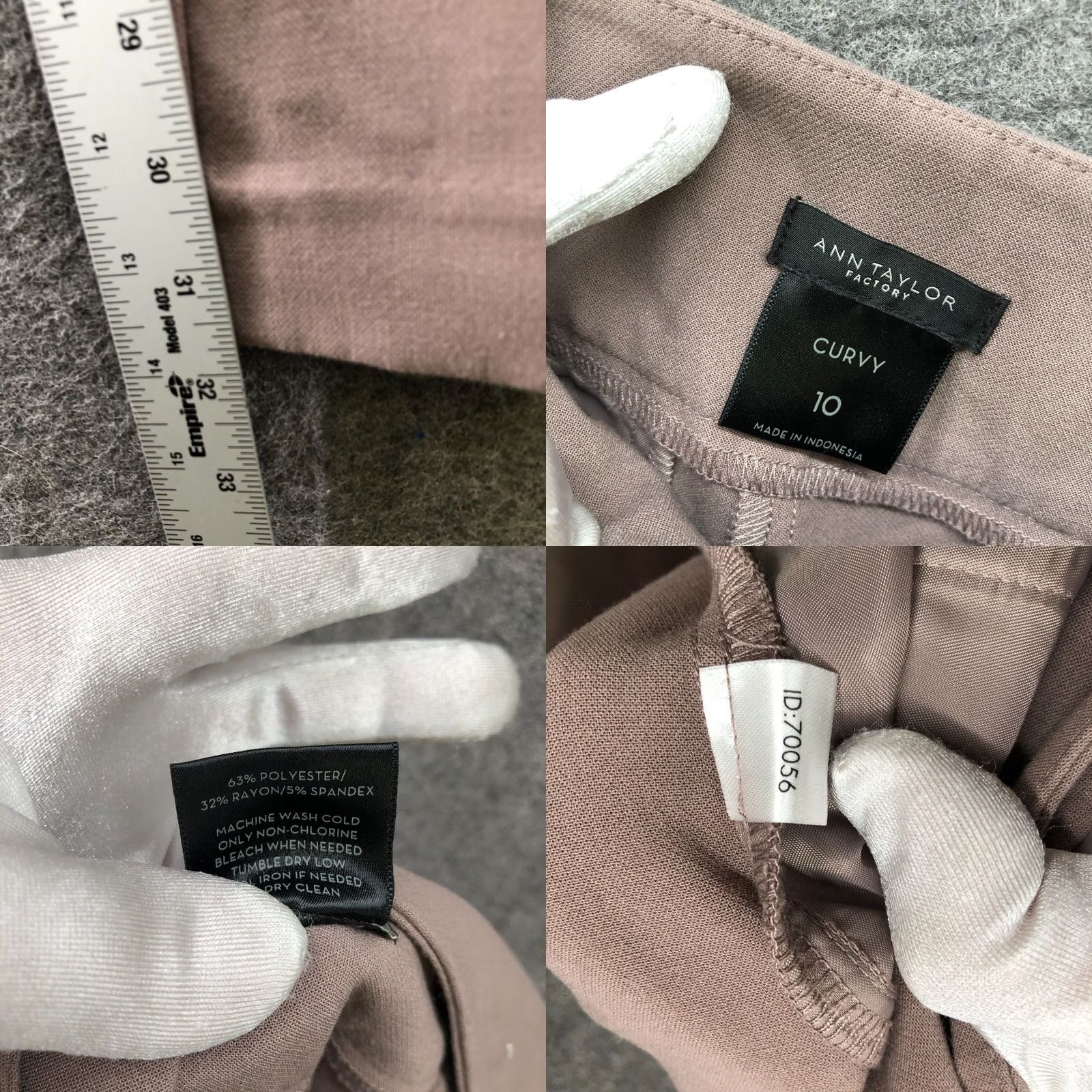 Ann Taylor Ann Taylor Womens 10 Dress Pants Beige Mid Rise Straight Relaxed Flat Size 32" / US 10 / IT 46 - 8 Thumbnail