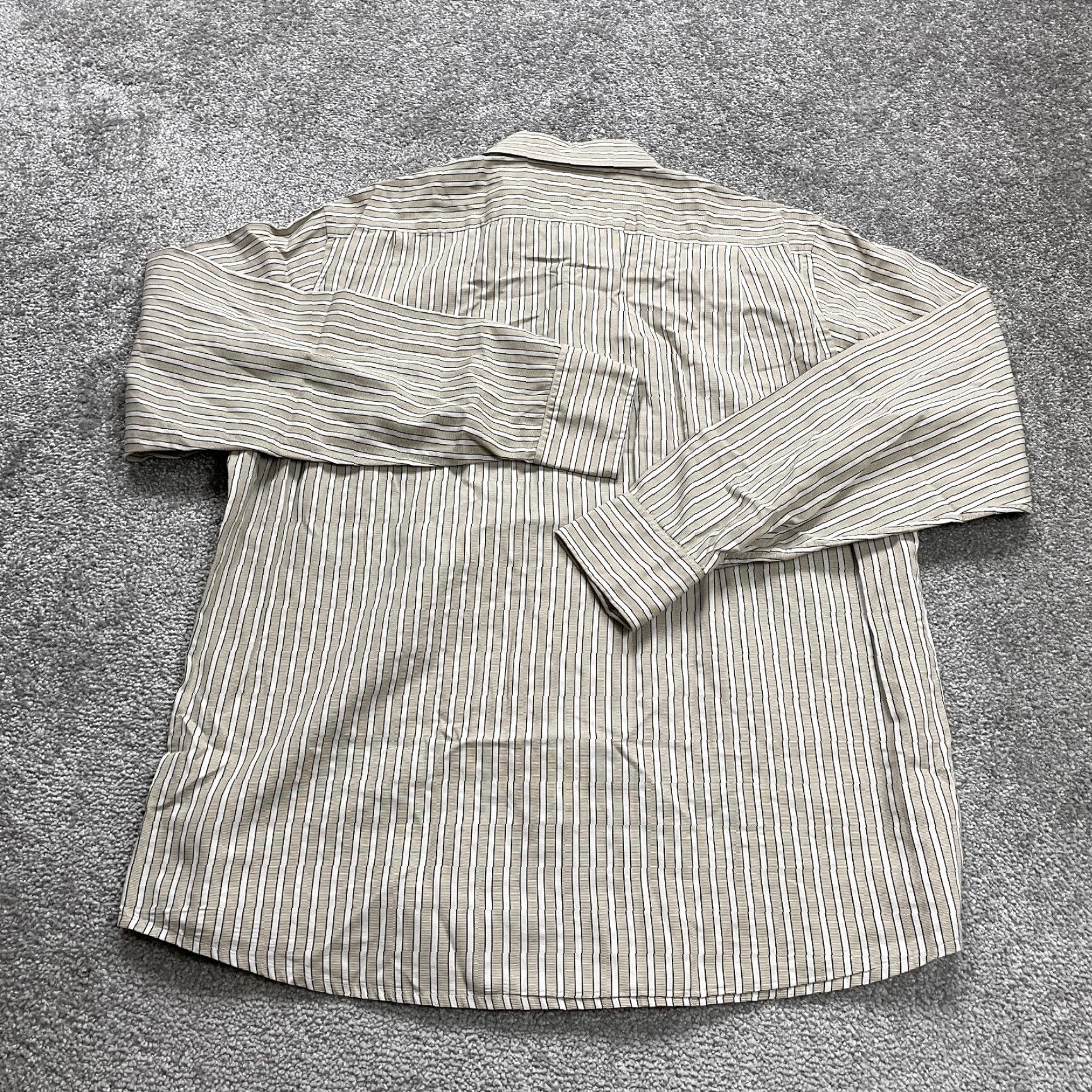 Faconnable Faconnable Dress Shirt Mens Large Brwon Striped Cotton Button Down Long Sleeve Size L / US 10 / IT 46 - 2 Thumbnail