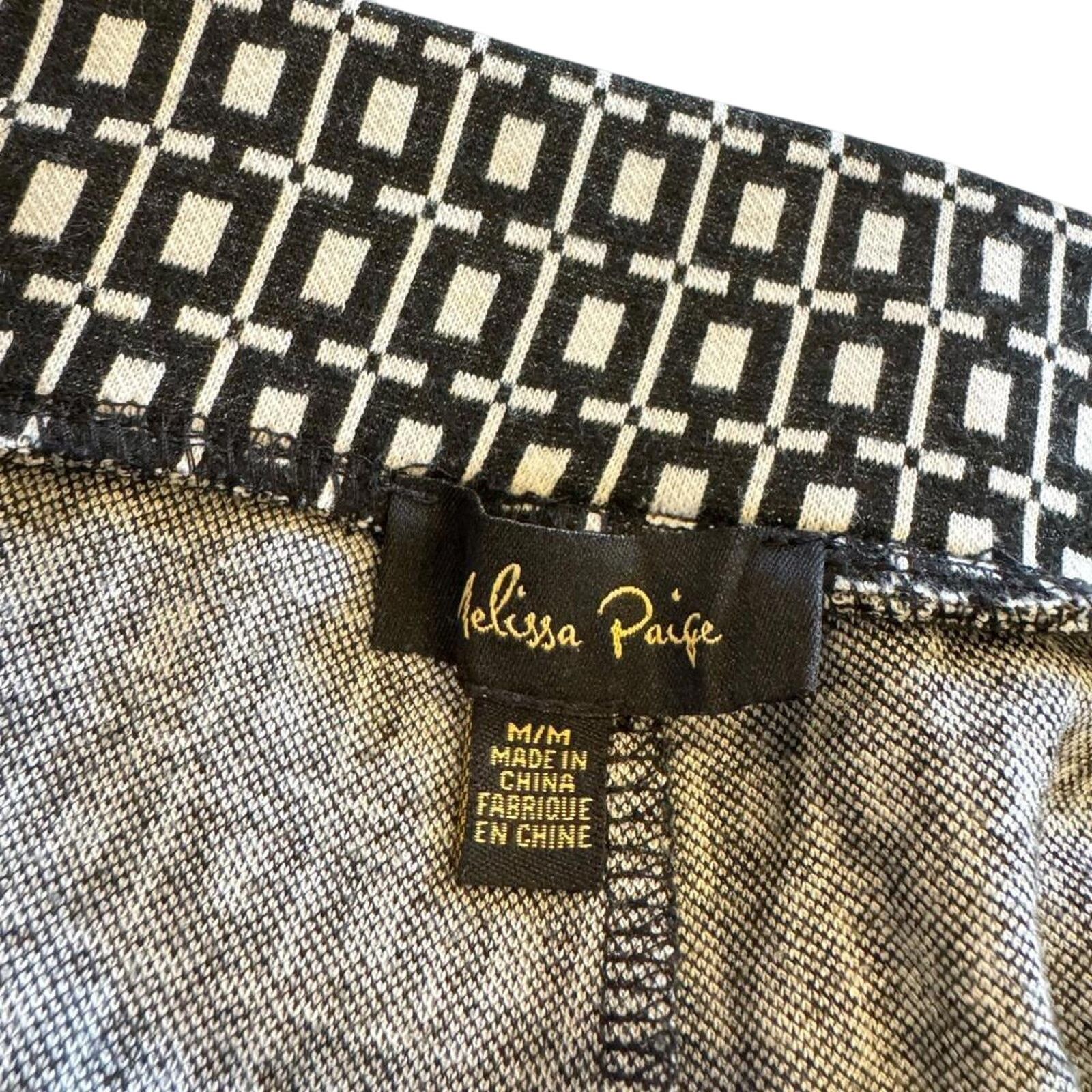 Designer Melissa Paige Stretch Black and White Printed Pants Pockets Size 32" / US 10 / IT 46 - 2 Thumbnail