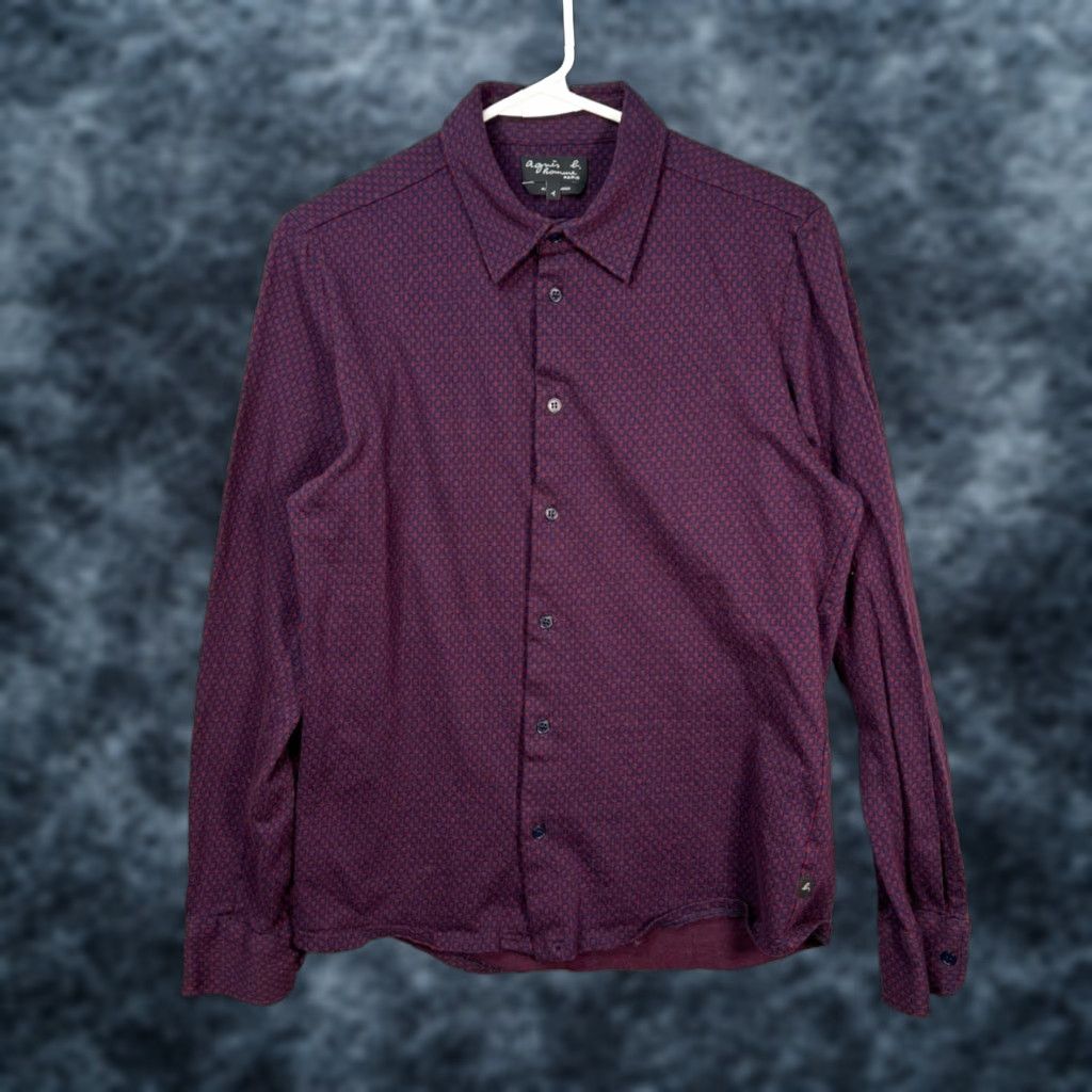 Vintage Agnès B. Shirt Geometric Button-Up Mens Size S Red Cotton Long Sleeve Button-Front Casual Vintage No Size US S / EU 44-46 / 1 - 1 Thumbnail