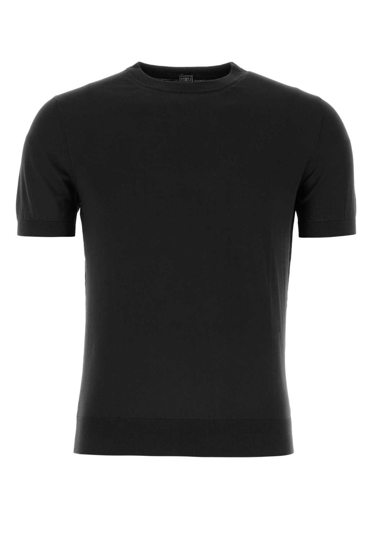 image of Fedeli Black Cotton Sweater, Men's (Size XL)
