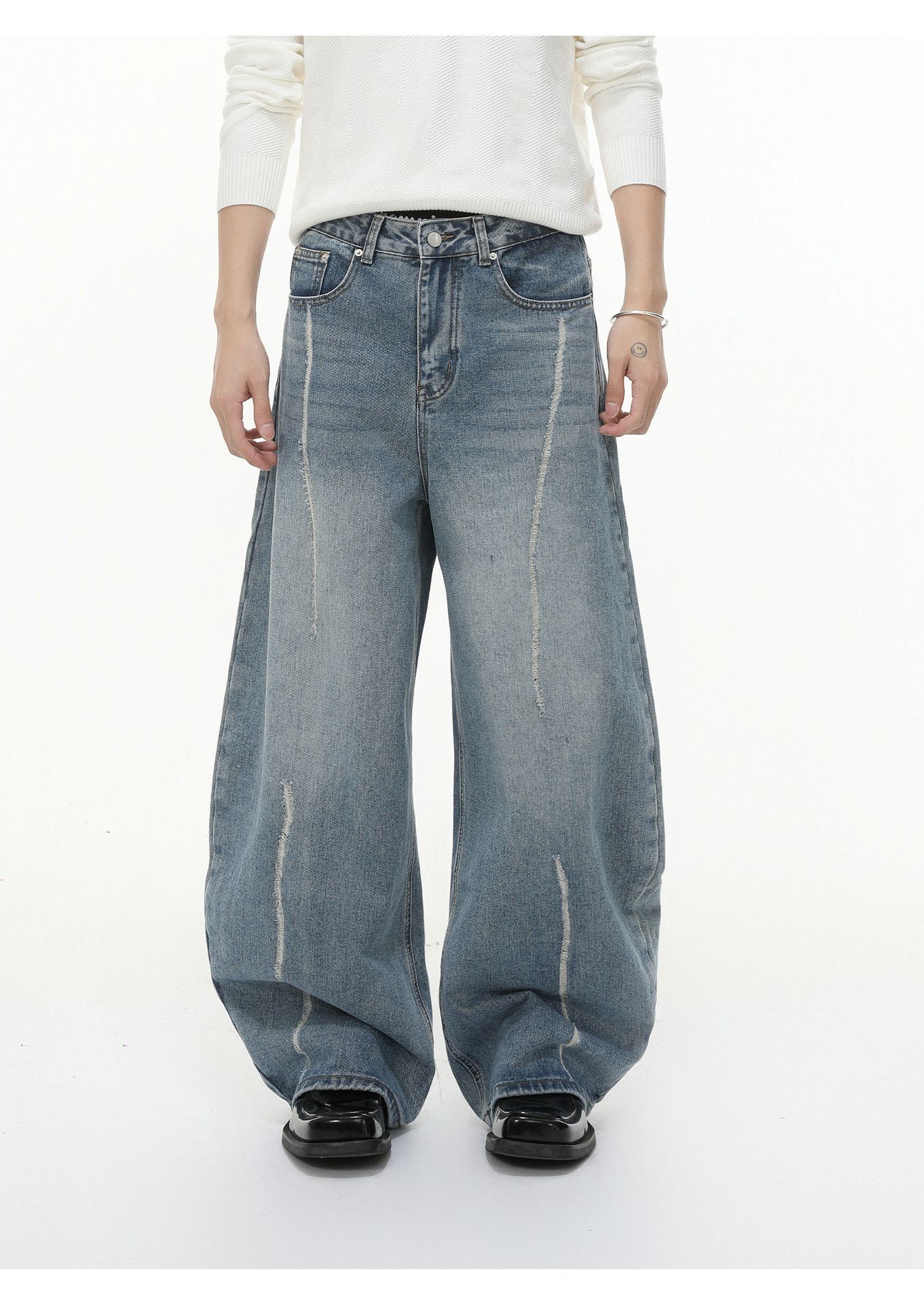 Vintage Men's distressed versatile loose handsome scimitar jeans Size US 32 / EU 48 - 1 Thumbnail