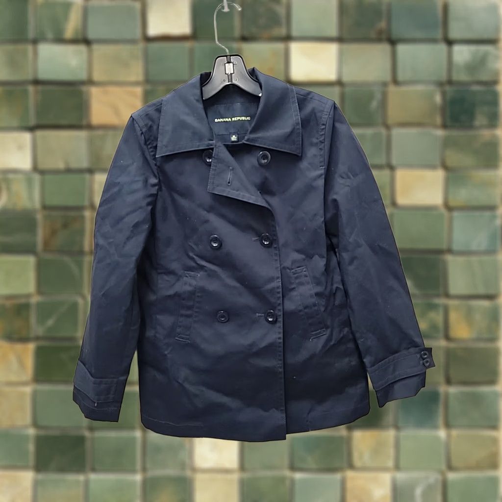 Banana Republic VINTAGE Banana Republic Women's Pea Coat Navy Cotton Size M Modern Regular Coat Size M / US 6-8 / IT 42-44 - 1 Thumbnail