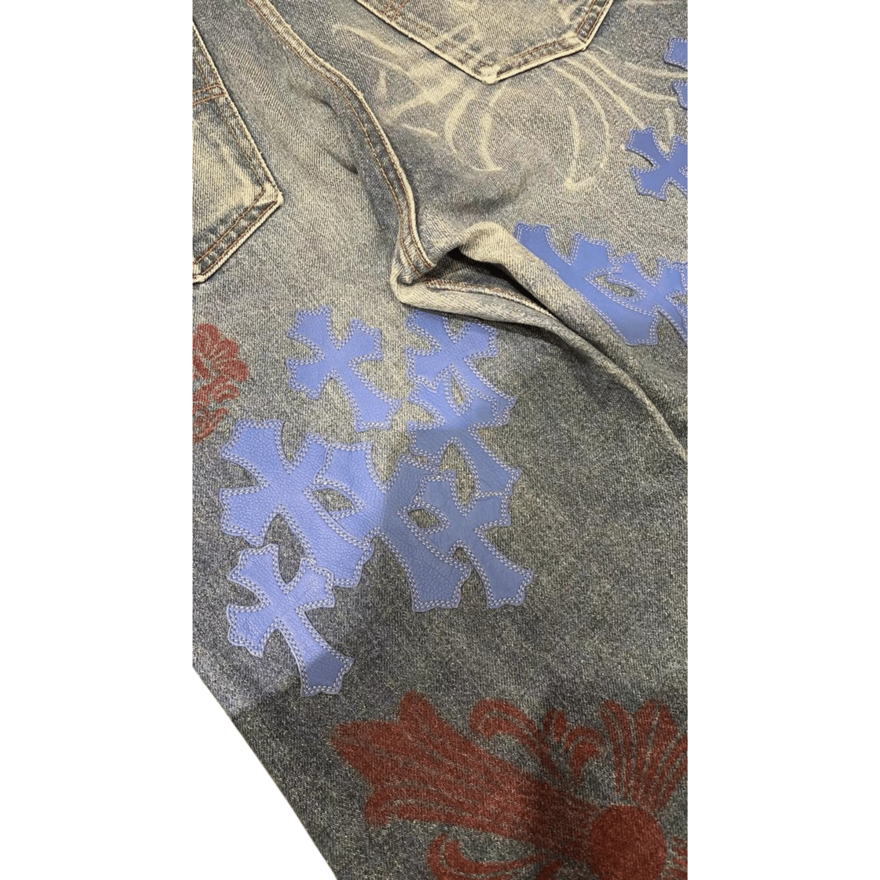 Chrome Hearts CHROME HEARTS Stencil Cross Patch Jeans Size US 33 - 4 Thumbnail