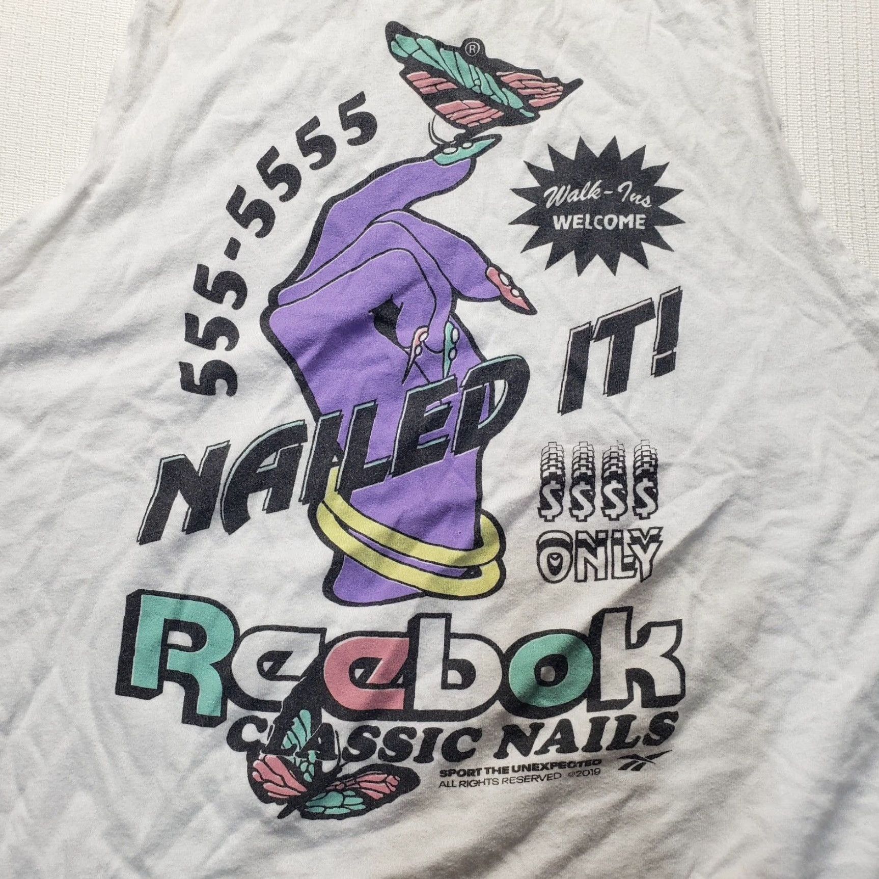 Reebok Reebok Shirt Tank Top XL White Graphic Nailed It Classic Nails Adult Womens Size XL / US 12-14 / IT 48-50 - 2 Thumbnail
