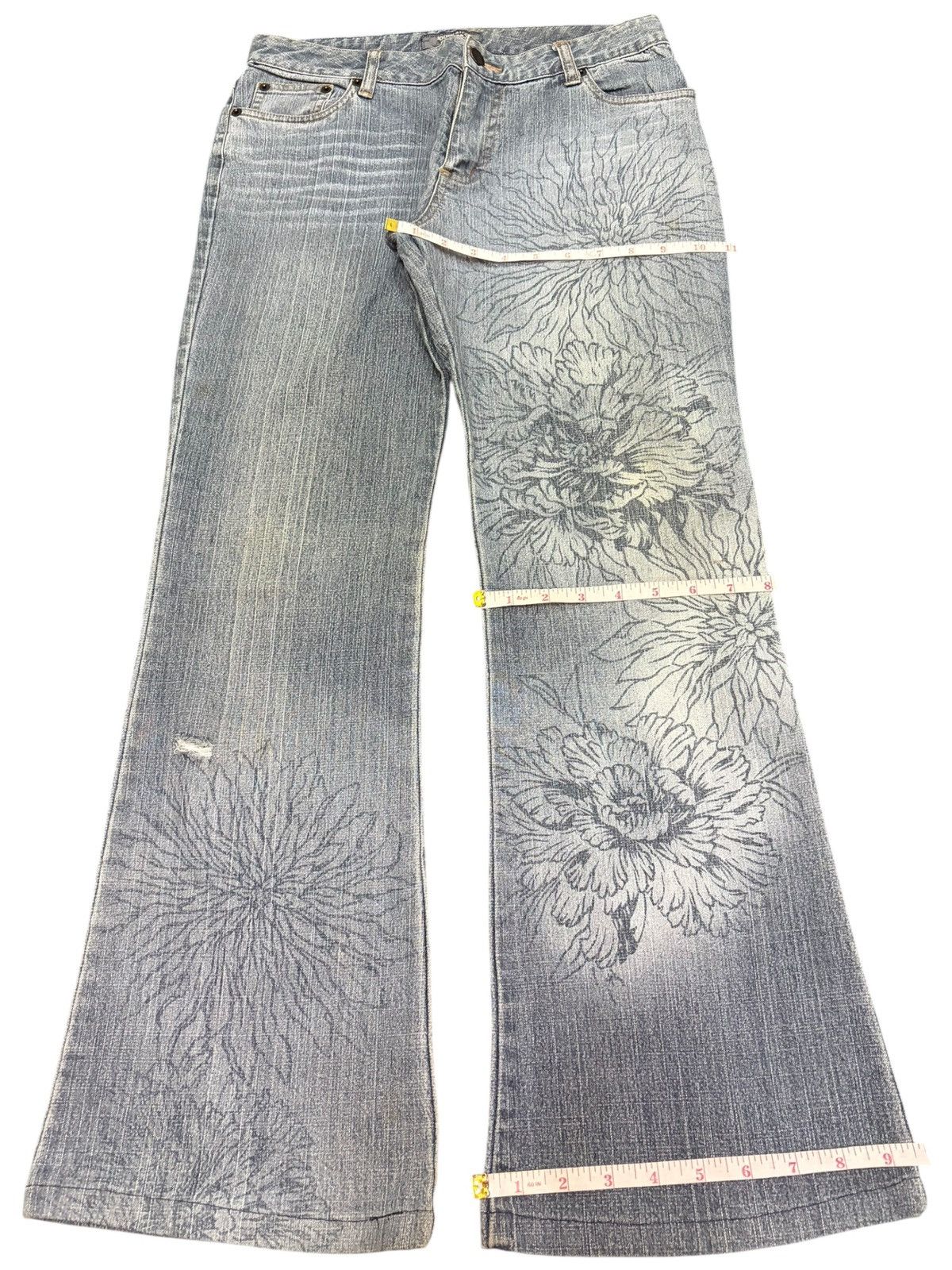 Hysteric Glamour Vintage Japanese Brand Floral Design Flare Jeans Size 29" - 8 Thumbnail