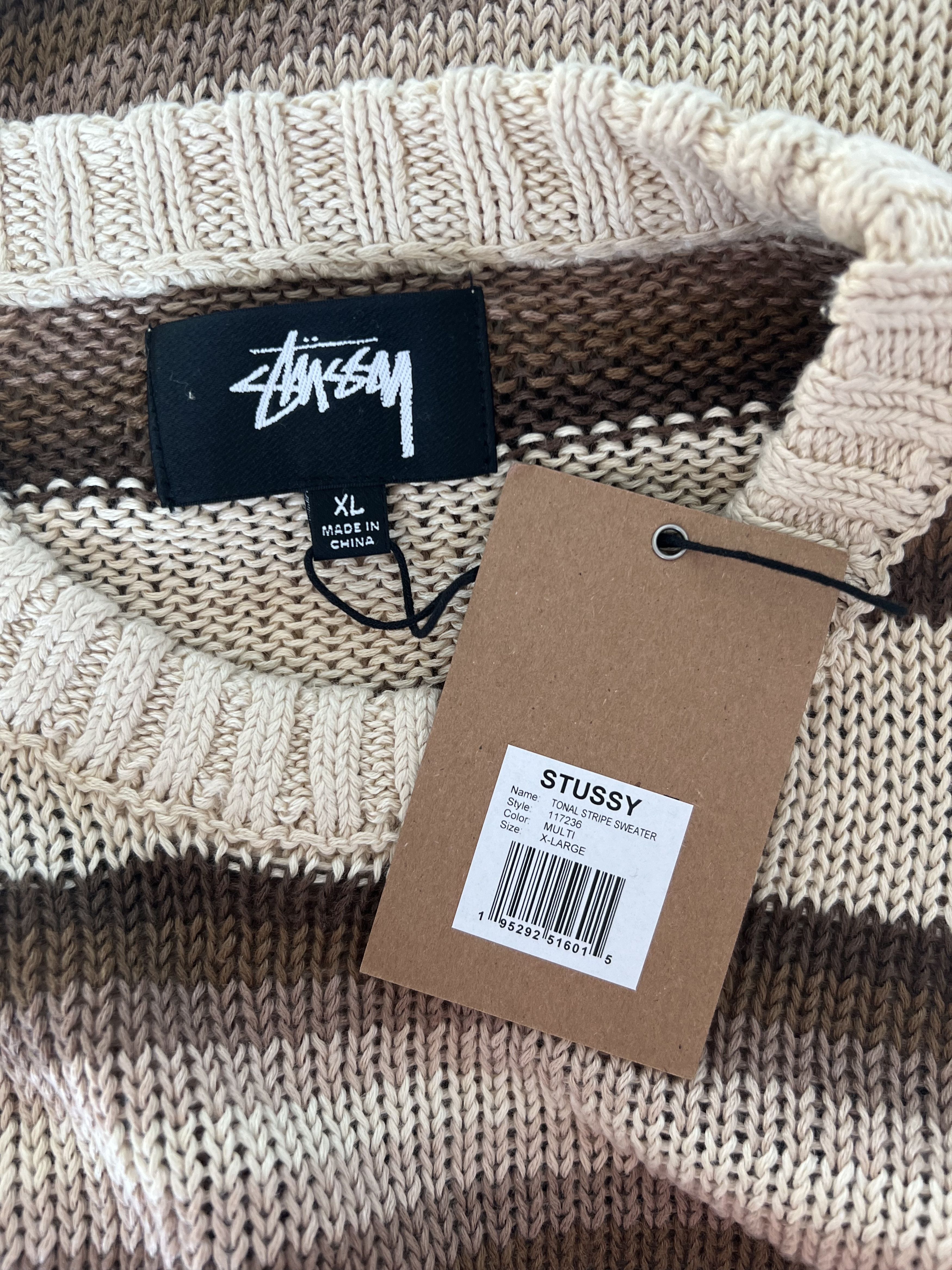 Stussy Stussy Tonal Stripe Sweater in Brown Size US XL / EU 56 / 4 - 7 Thumbnail