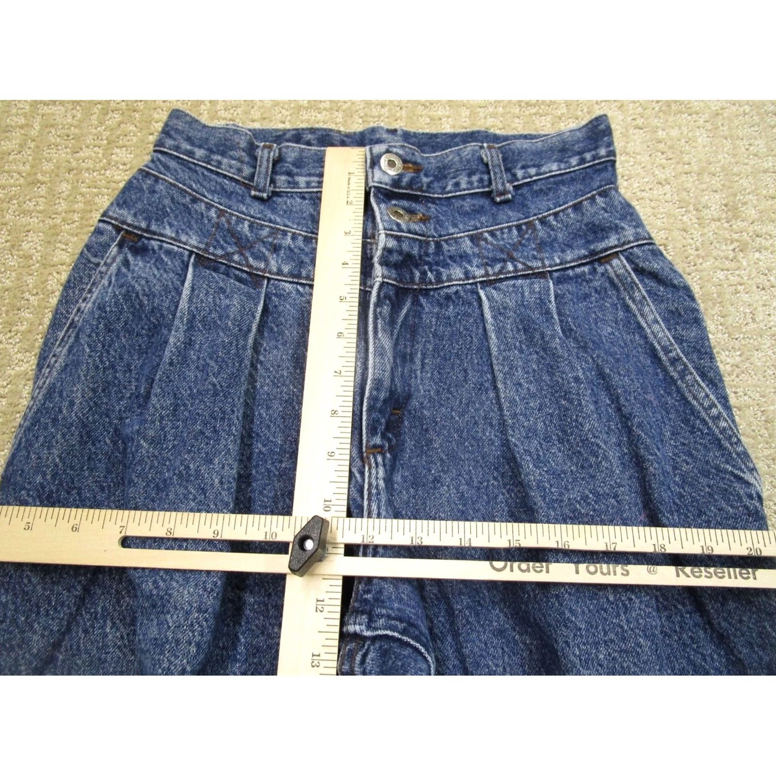 Lee VINTAGE Lee Jeans Women 27 Blue High Rise Pleated Tapered 5-Pocket Denim Jeans Women Blue 90s Retro USA Mens Size 27" / US 4 / IT 40 - 6 Thumbnail