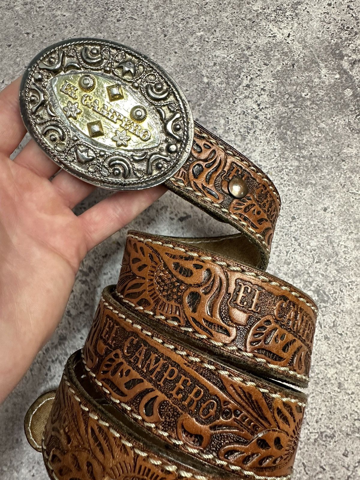 Hysteric Glamour × Leather × Vintage Vintage Leather Belt Y2K Rhinestones Punk Western Metal Size 34 - 11 Thumbnail