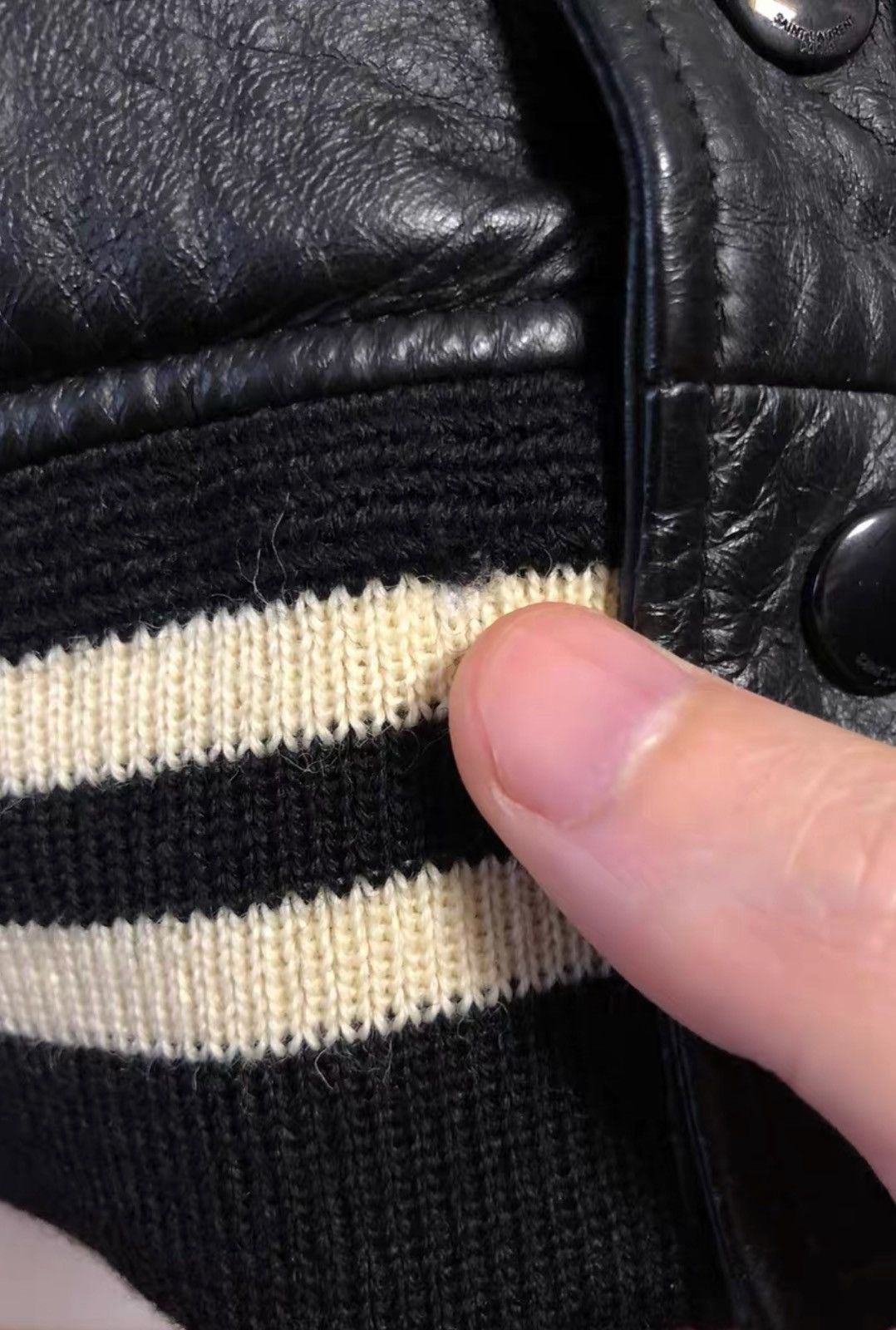Saint Laurent Paris Saint Laurent Full Leather Black & White Varsity Jacket Size US S / EU 44-46 / 1 - 5 Thumbnail