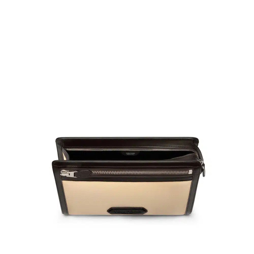 Tom Ford o1loc1c0825 H0561 Size: OS / Leather Medium Zip Pouch Beige Size ONE SIZE - 2 Thumbnail