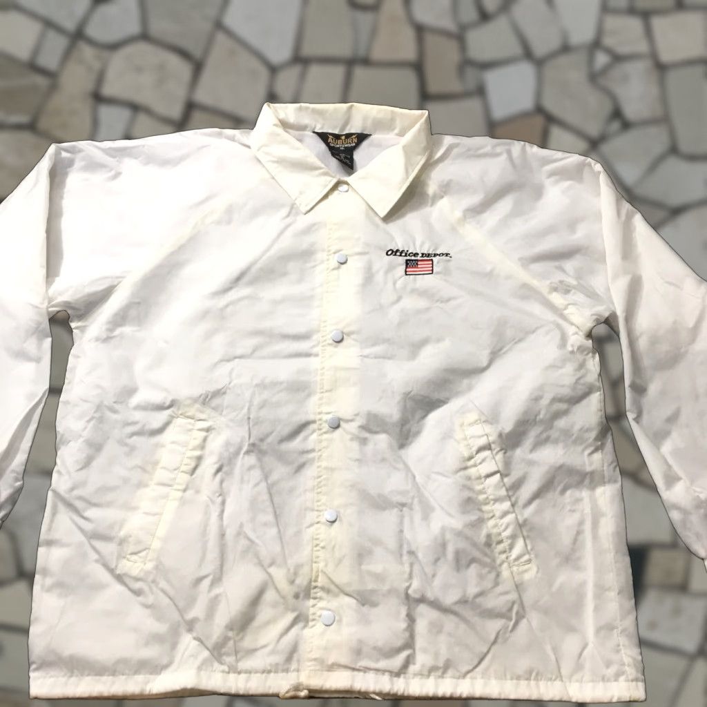 Vintage Coaches Jacket Mens XL Ivory Snap Front Lined Windbreaker Auburn Jacket | Nylon, Softshell, Solid, Casual, Vintage? No Size US XL / EU 56 / 4 - 1 Thumbnail